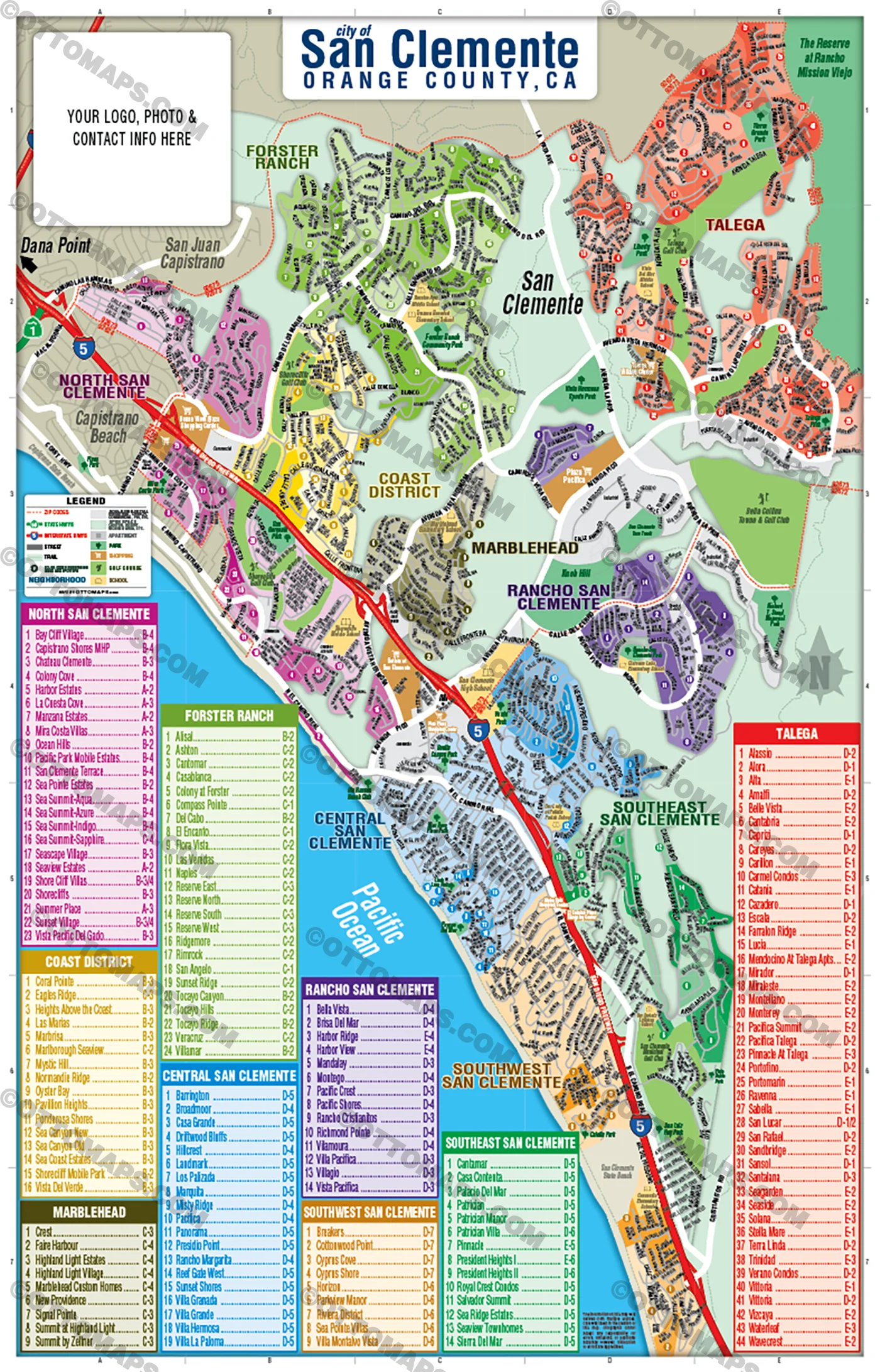 San Clemente Map, Orange County, CA - FILES - PDF and AI, editable, vector, royalty free - Image 3