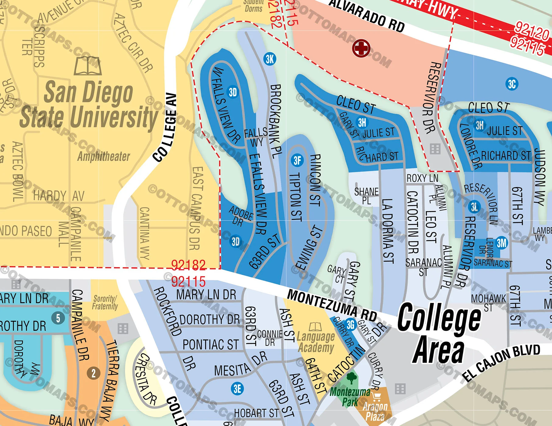 San Diego College Area Map - FILES - PDF and AI, editable, vector, royalty free - Image 2