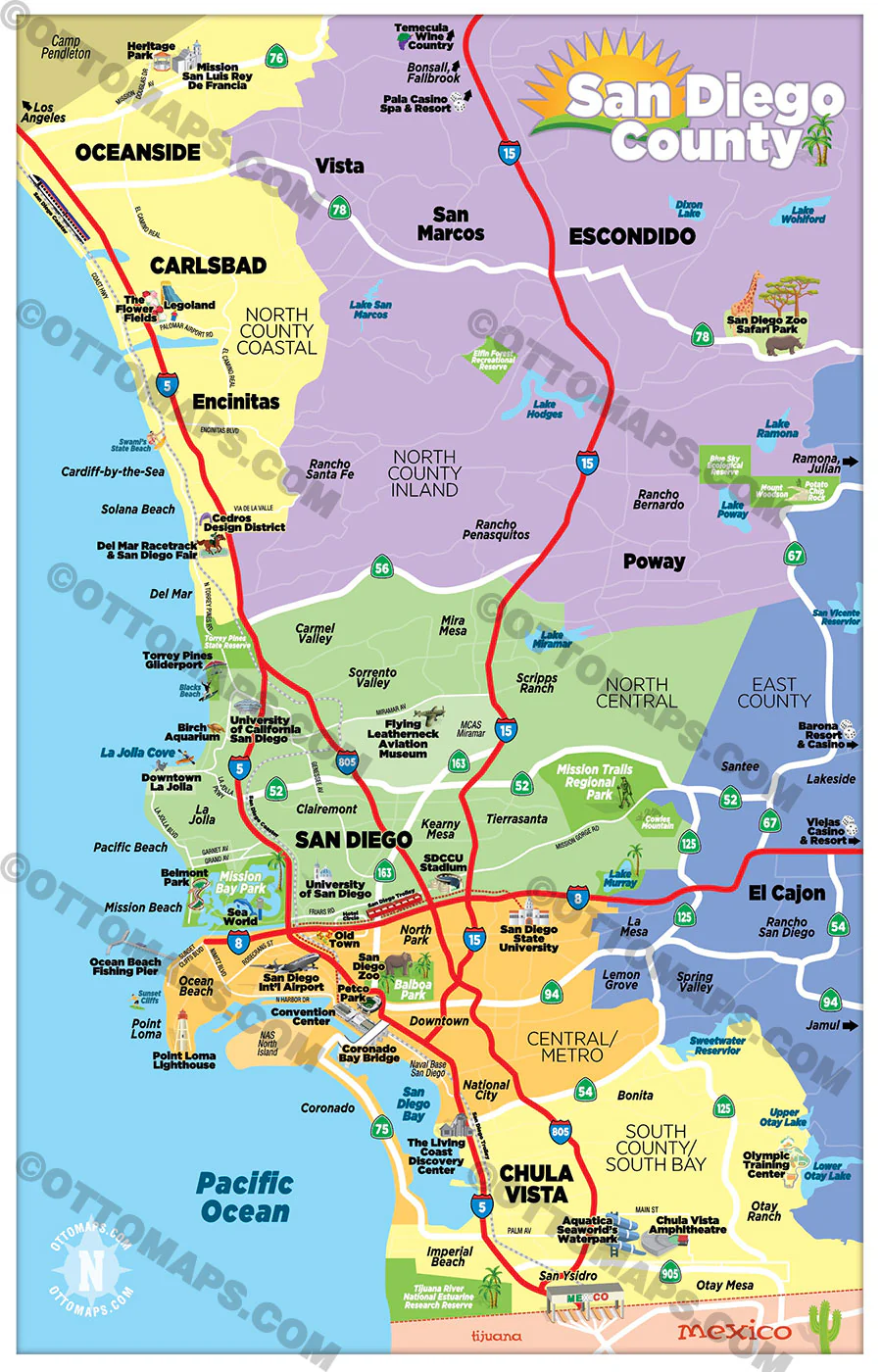 San Diego County Tourist Map - POSTER PRINTS - Image 2