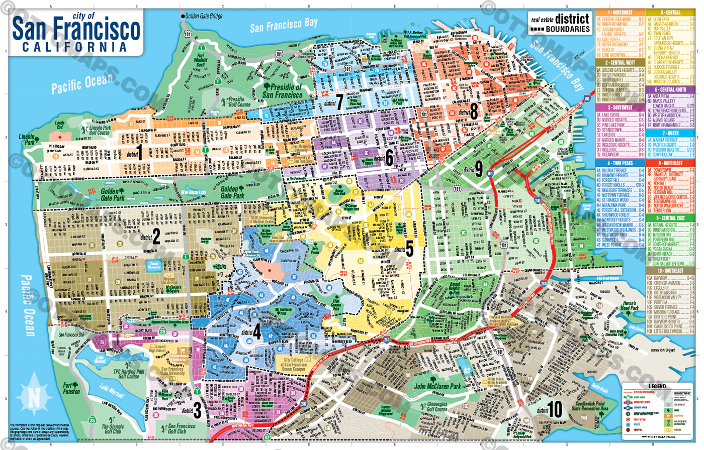 San Francisco Map with MLS Districts (Real Estate District Boundaries) - FILES - PDF and AI, editable, vector, layered, royalty free - Image 3