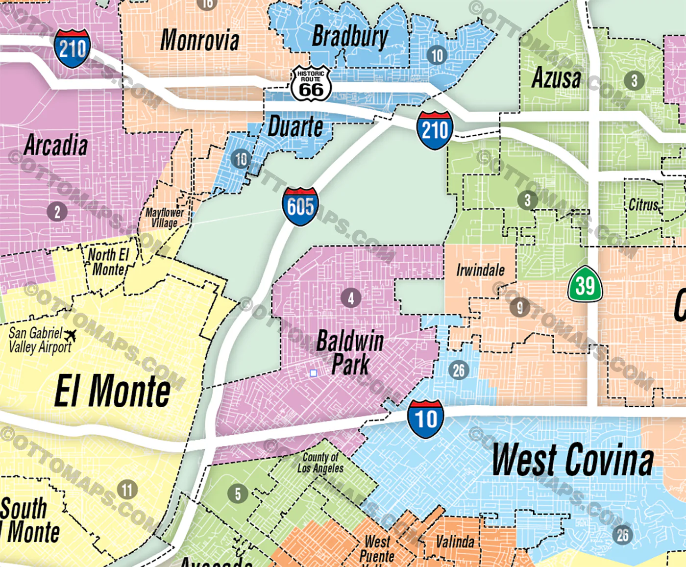 San Gabriel Valley School District Map - Los Angeles County, CA - FILES - PDF and AI, editable, vector, royalty free - Image 2