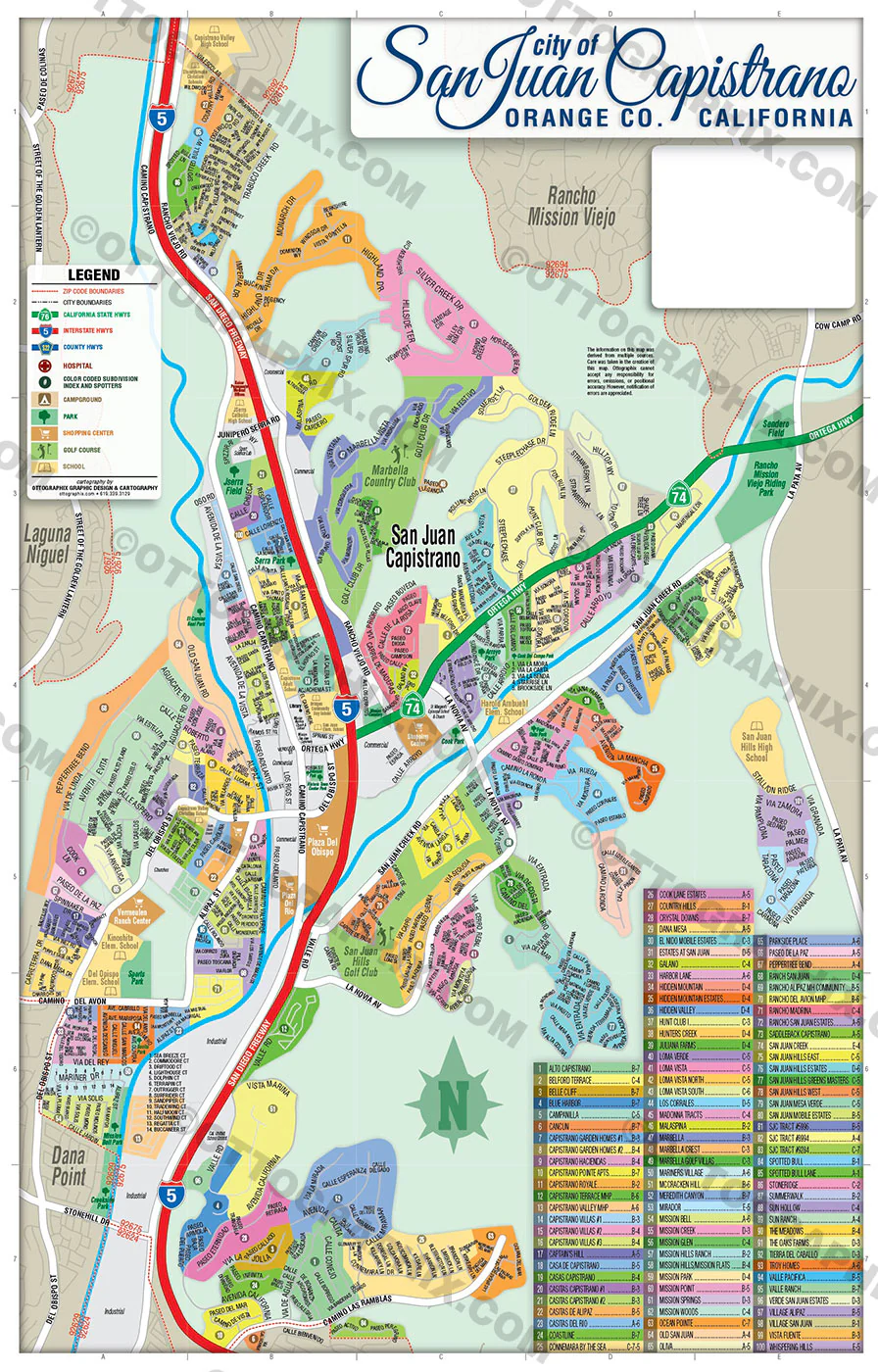 San Juan Capistrano Map, Orange County, CA - FILES - PDF and AI, editable, vector, royalty free