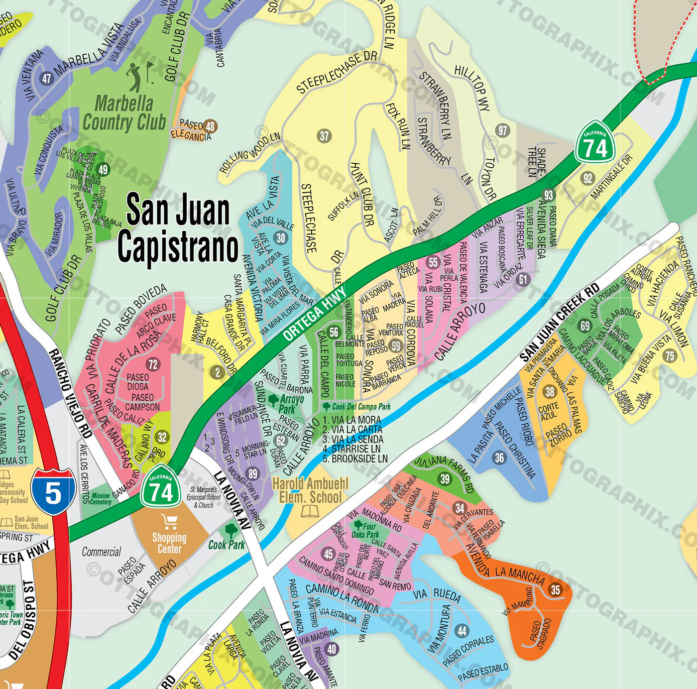 San Juan Capistrano Map, Orange County, CA - FILES - PDF and AI, editable, vector, royalty free - Image 2