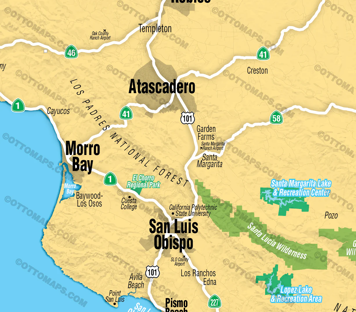San Luis Obispo County Map (no zip codes) - FILES - PDF and AI - Image 2