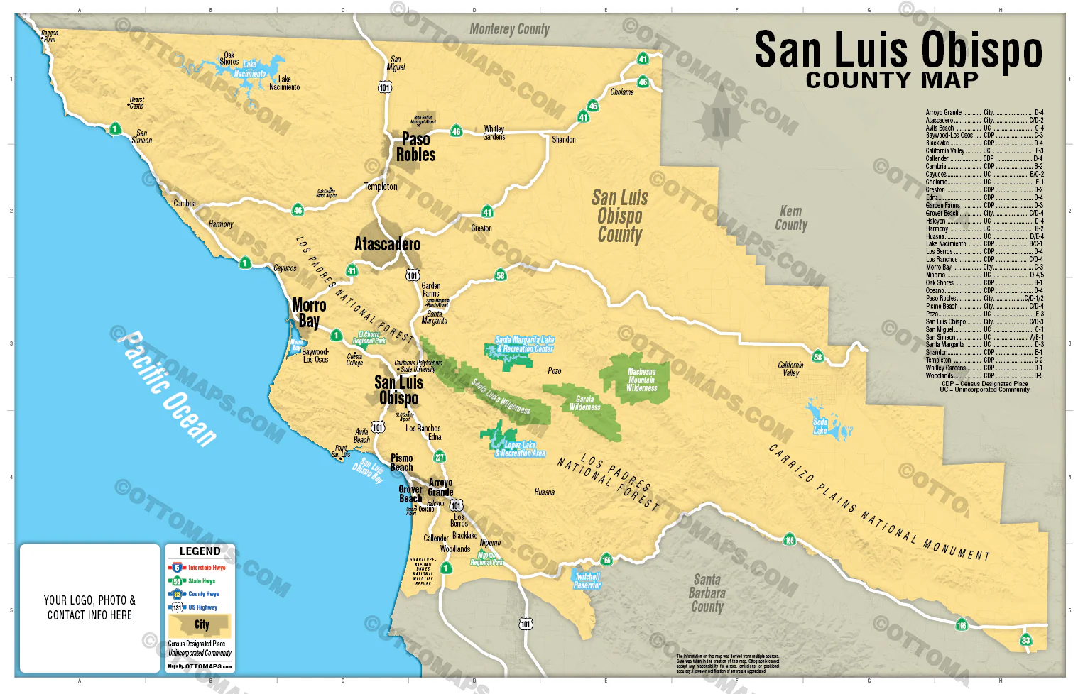 San Luis Obispo County Map (no zip codes) - FILES - PDF and AI - Image 3