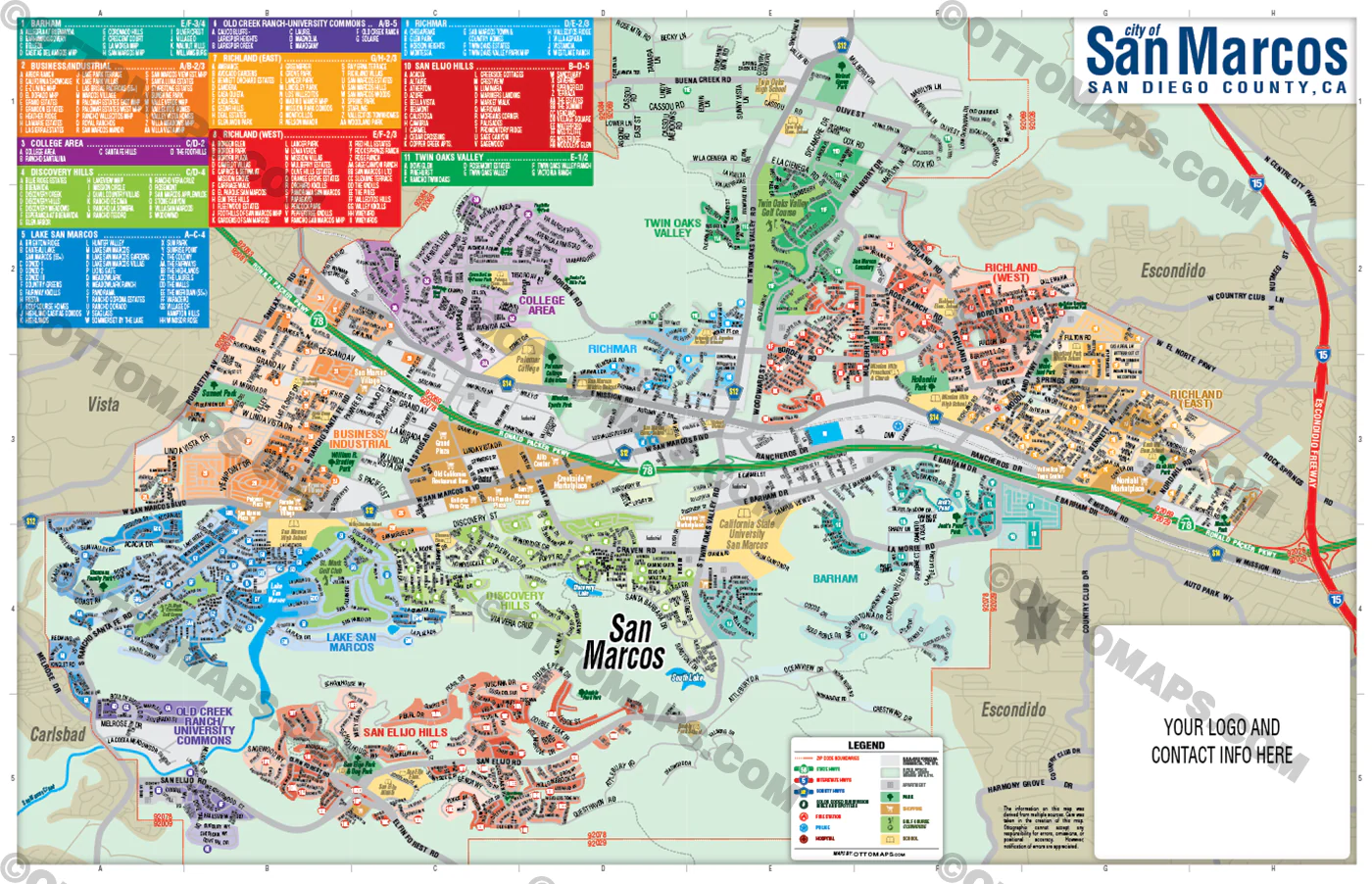 San Marcos and Lake San Marcos Map - FILES - PDF and AI, editable, vector, royalty free - Image 3
