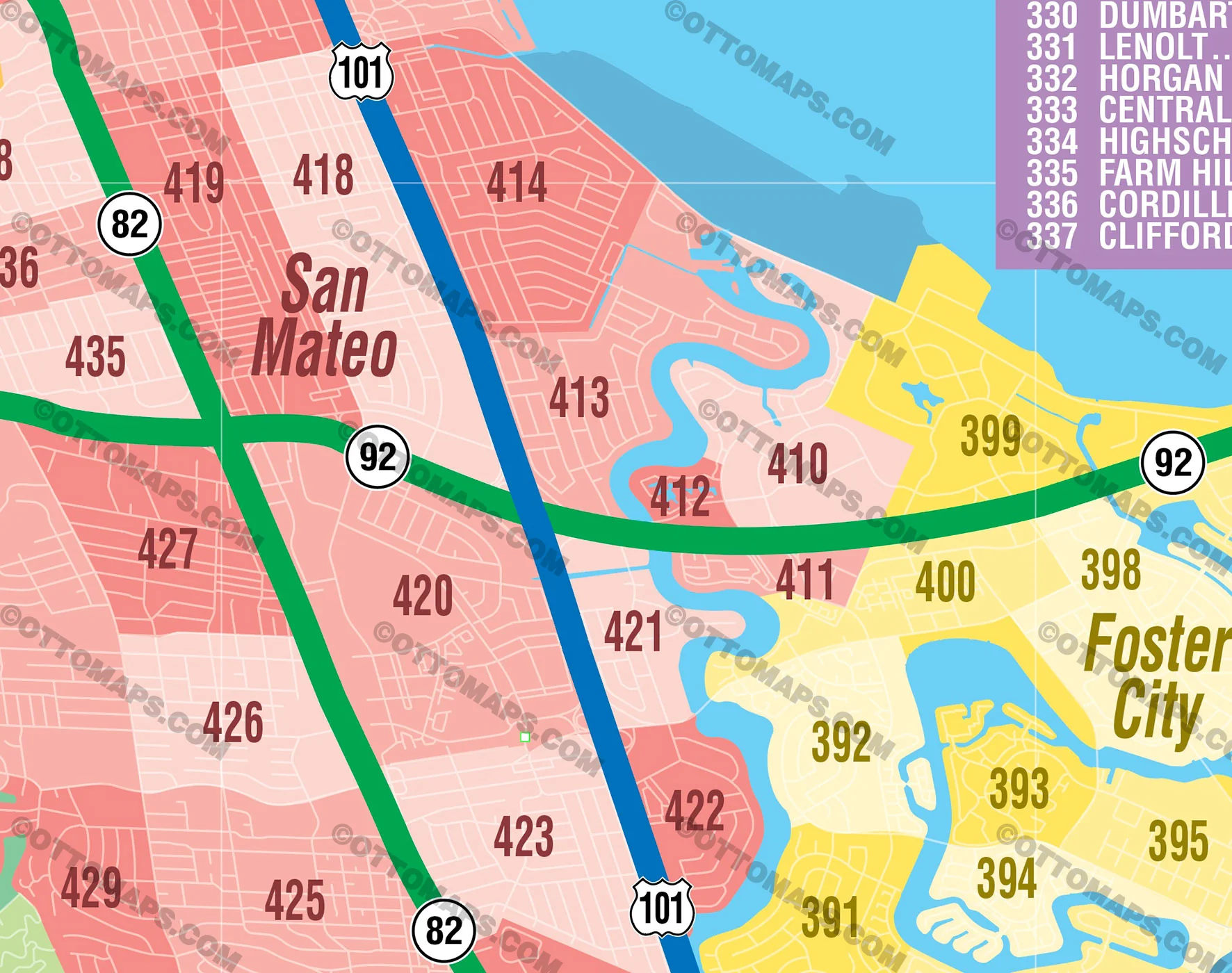 San Mateo County MLS Area Map - FILES - PDF and AI, editable, vector, royalty free - Image 2