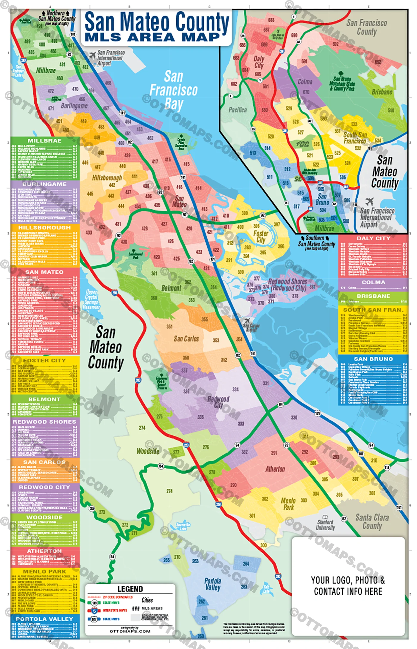 San Mateo County MLS Area Map - FILES - PDF and AI, editable, vector, royalty free - Image 3