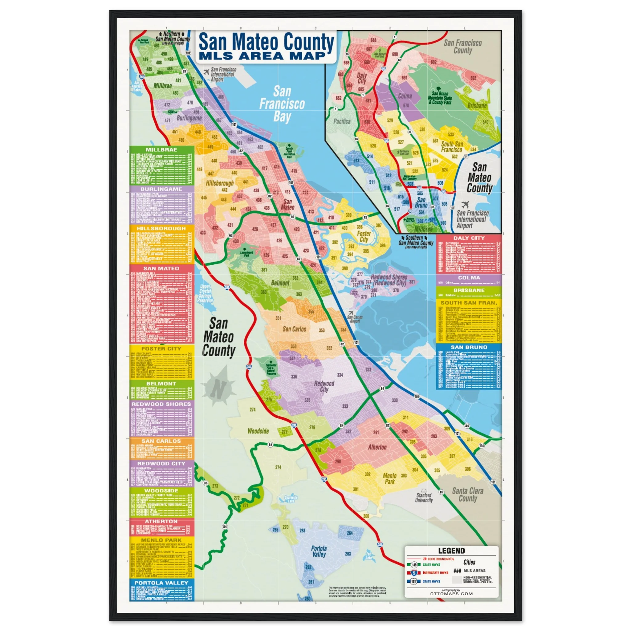 San Mateo County MLS Area Map - POSTER PRINTS - Image 5