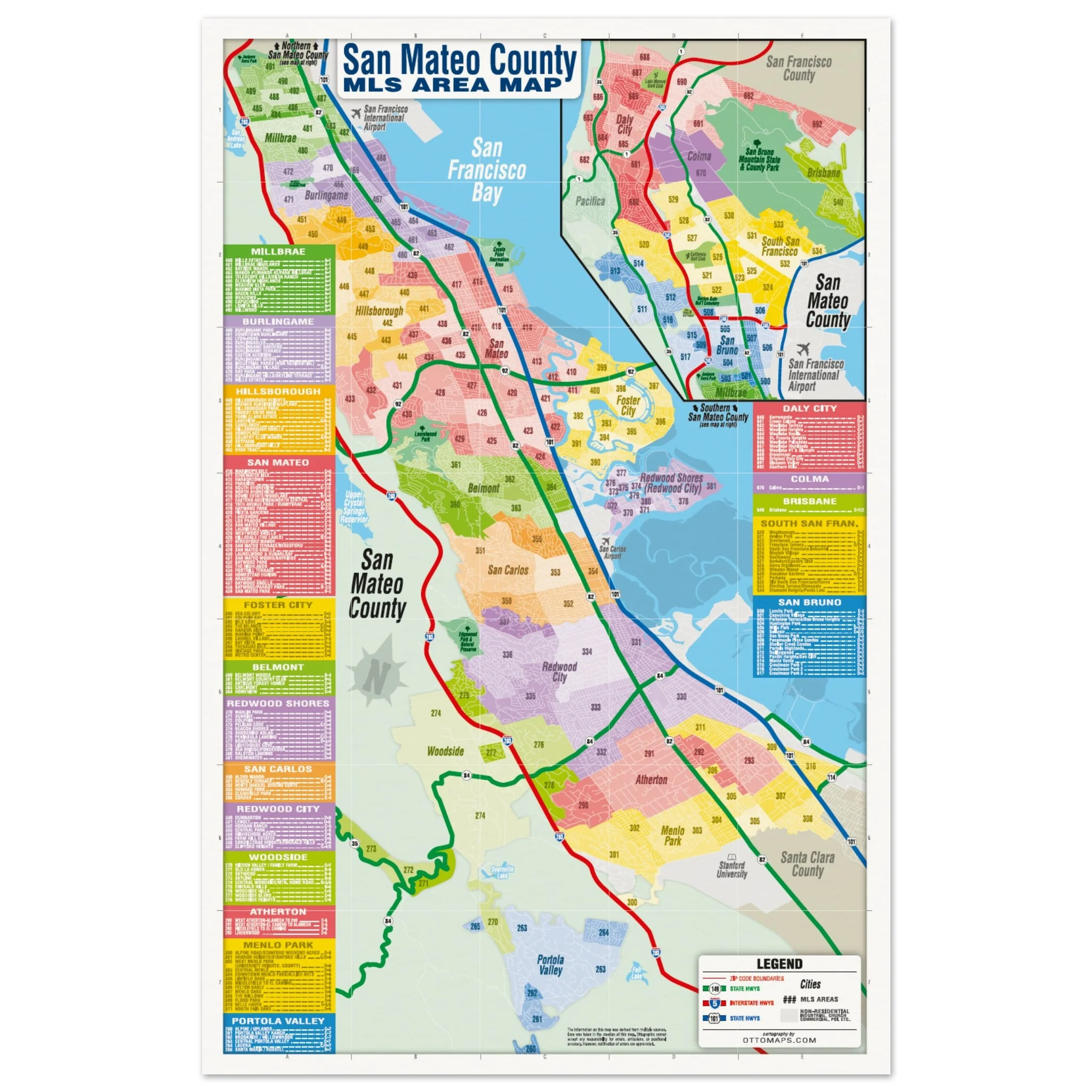 San Mateo County MLS Area Map - POSTER PRINTS - Image 6