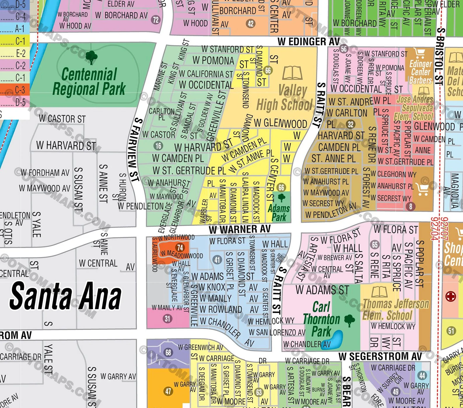Santa Ana Map SOUTH, Orange County, CA - FILES - PDF and AI, editable, vector, royalty free - Image 2