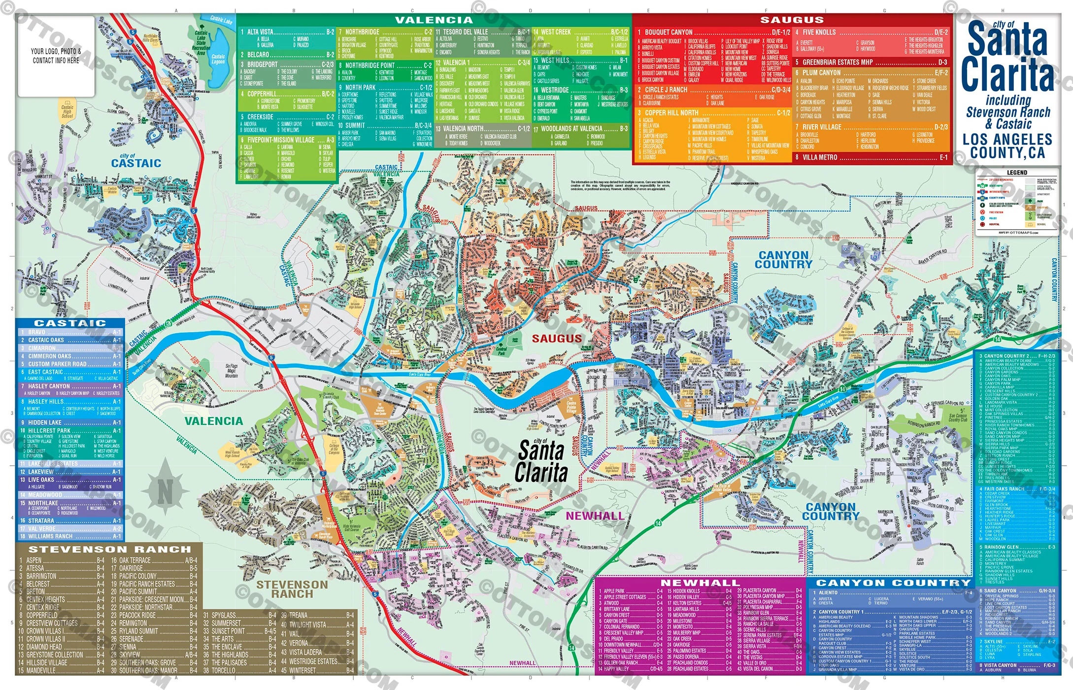 Santa Clarita Maps - FULL COLLECTION (Santa Clarita, Castaic, Newhall, Valencia, Saugus, Canyon Country) - FILES - PDF and AI, editable, vector, royalty free - Image 2