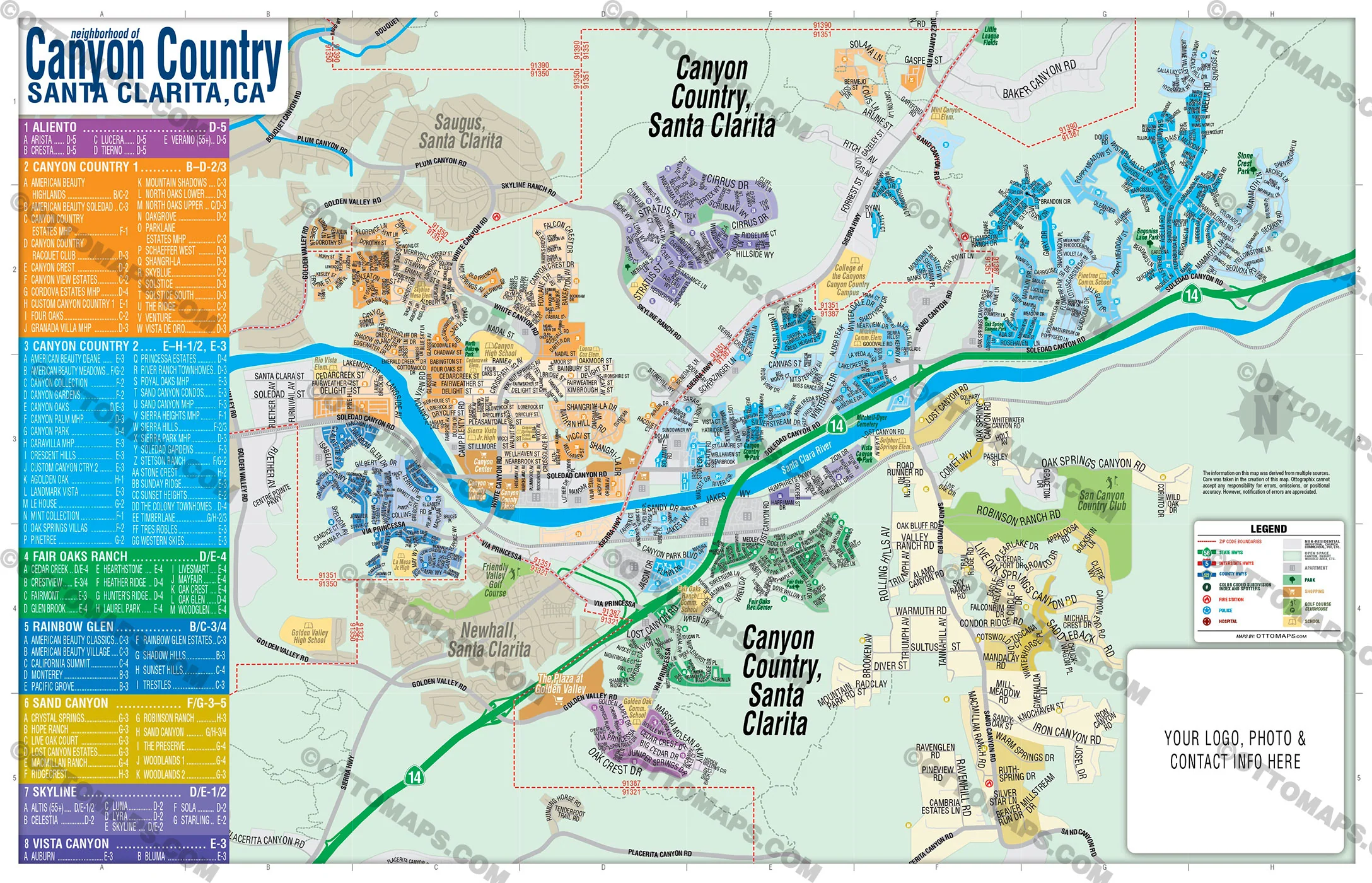 Santa Clarita Maps - FULL COLLECTION (Santa Clarita, Castaic, Newhall, Valencia, Saugus, Canyon Country) - FILES - PDF and AI, editable, vector, royalty free - Image 4