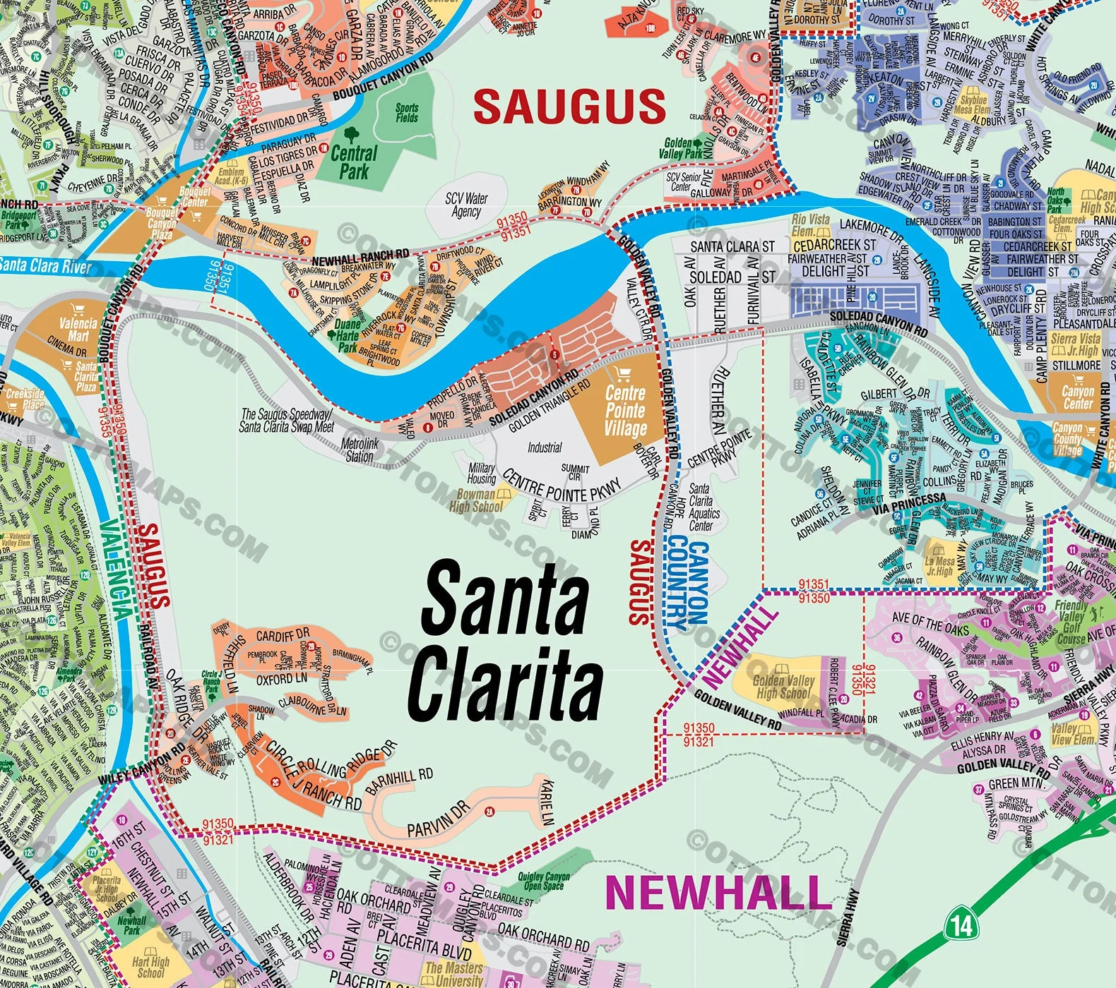 Santa Clarita Map, Los Angeles County, CA - FILES - PDF and AI, editable, vector, royalty free - Image 2