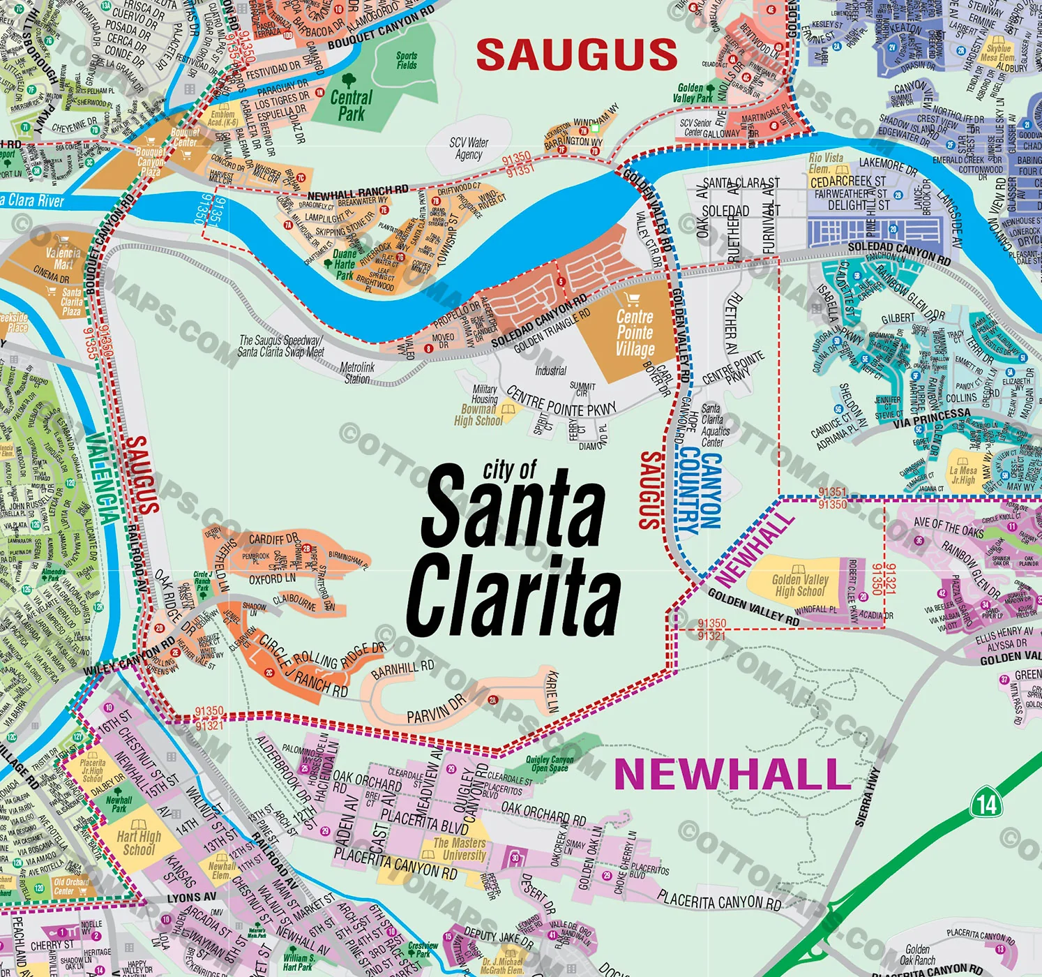 Santa Clarita Map with Castaic, Los Angeles County, CA - FILES - PDF and AI, editable, vector, royalty free - Image 2