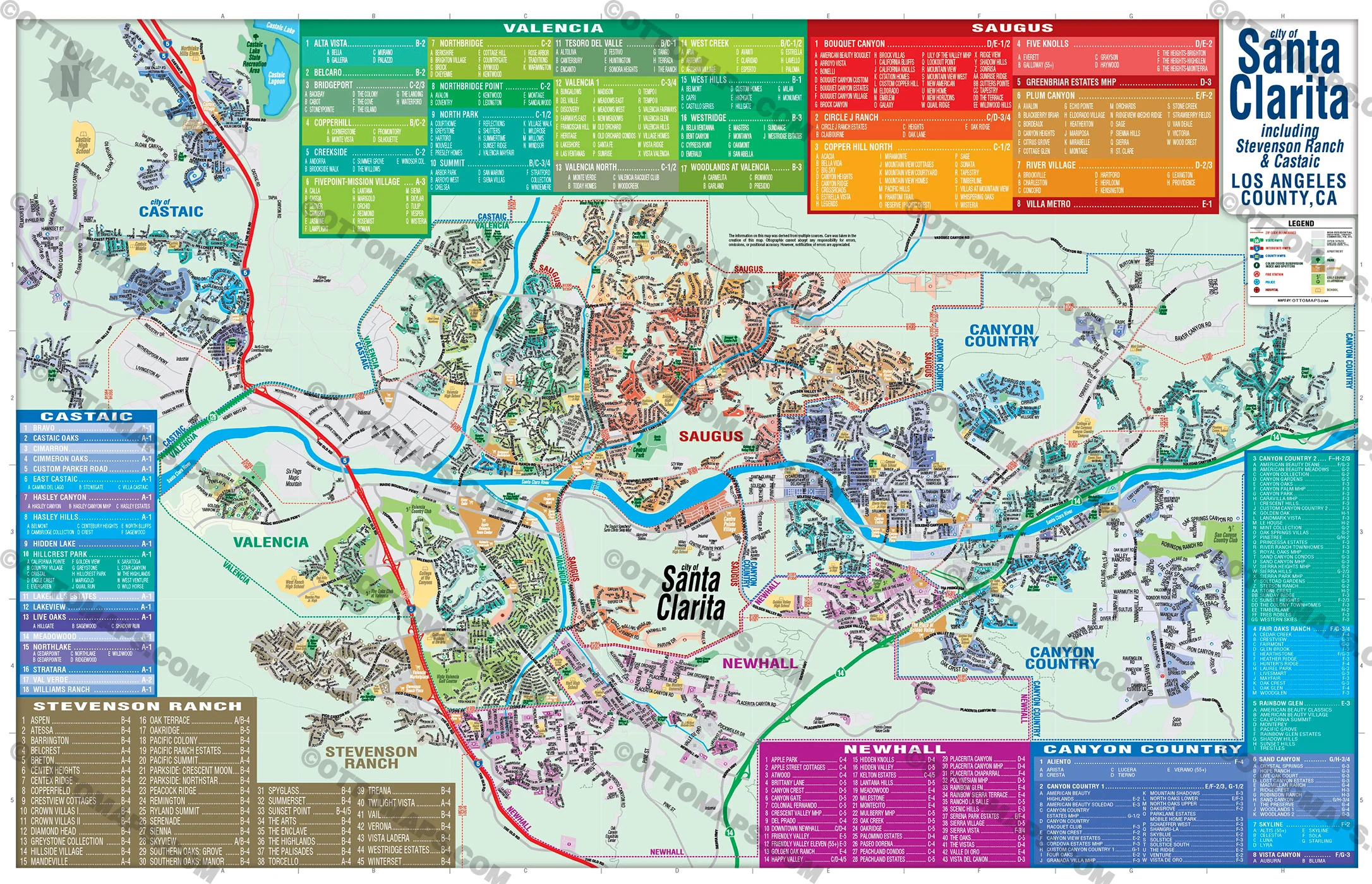 Santa Clarita Map with Castaic, Los Angeles County, CA - FILES - PDF and AI, editable, vector, royalty free - Image 3