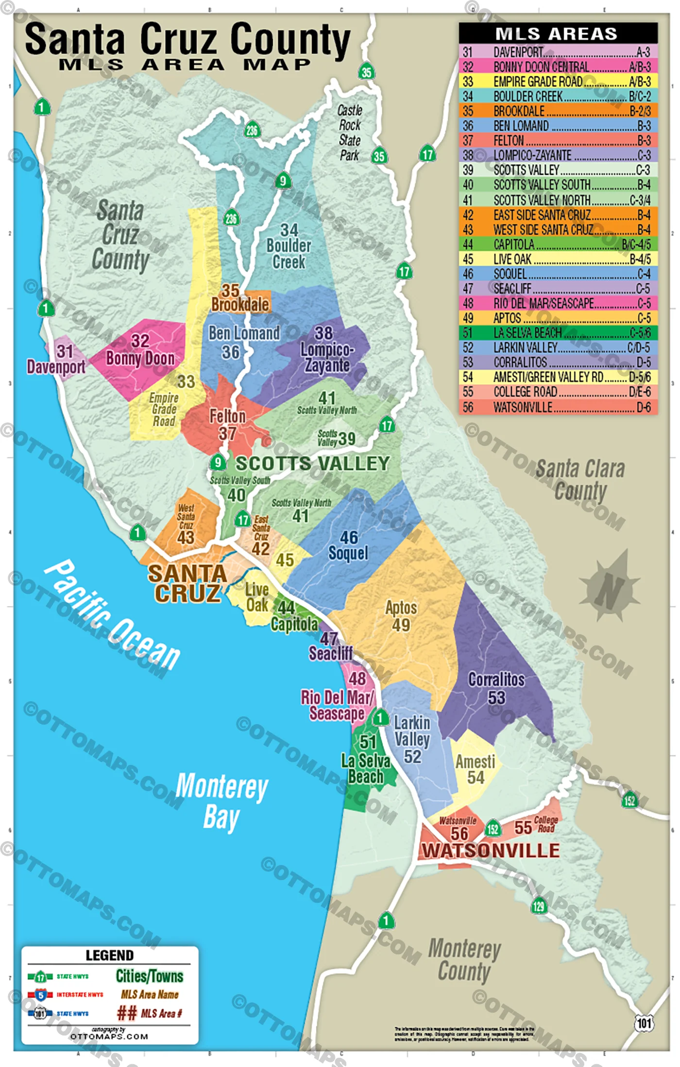 Santa Cruz County MLS Area Map - FILES - PDF and AI, editable, vector, royalty free - Image 2