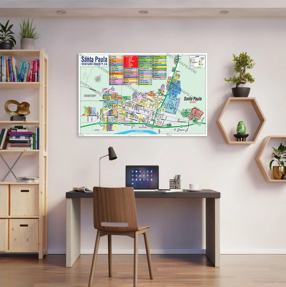 Santa Paula Map, Ventura County, CA - POSTER PRINTS