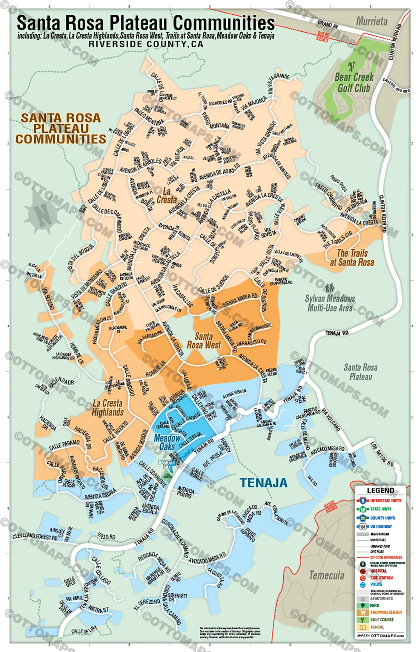 Santa Rosa Plateau Communities - La Cresta Map, Riverside County, CA - FILES - PDF and AI Files, editable, vector, royalty free - Image 2