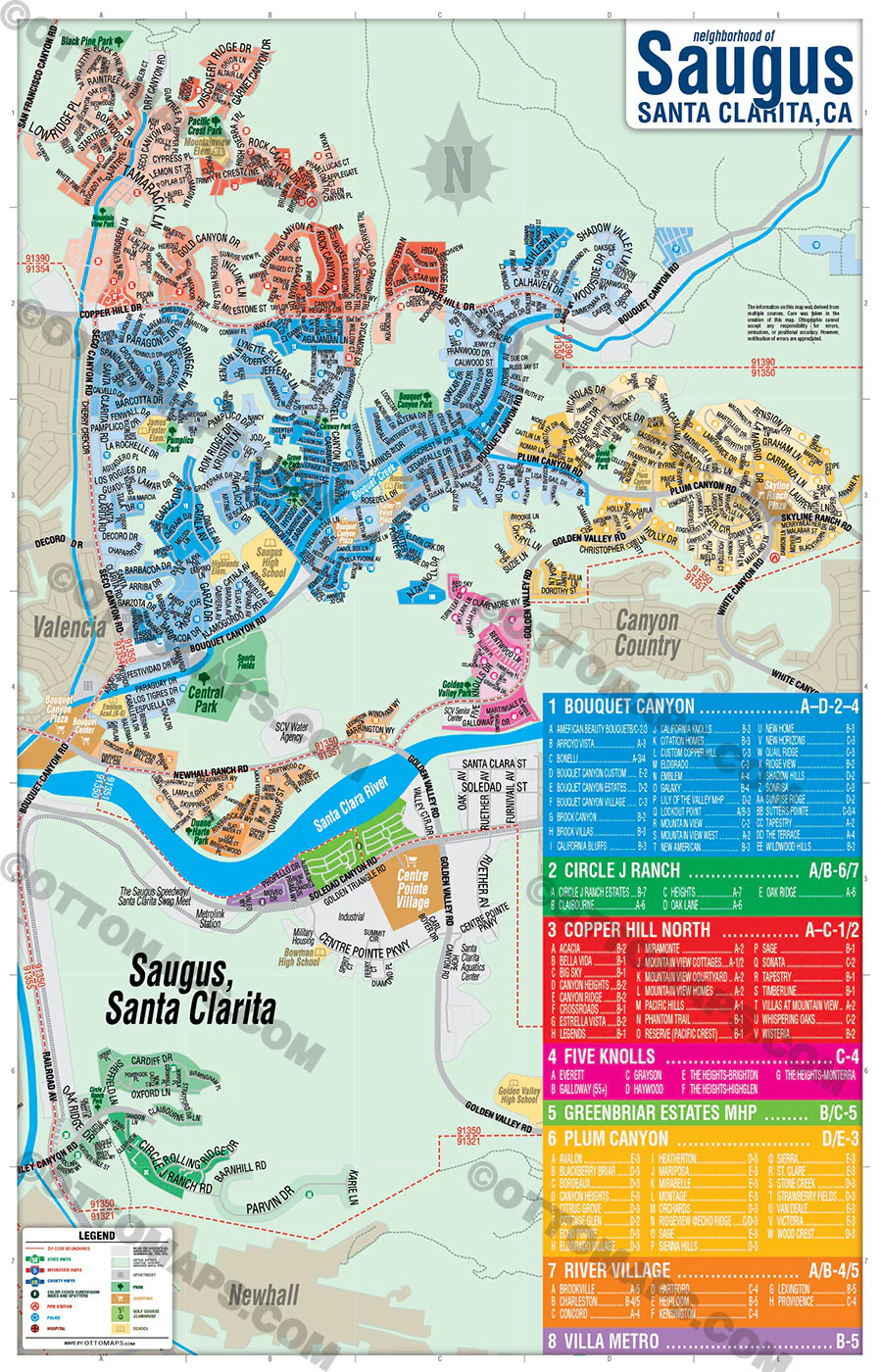 Saugus Map, Santa Clarita, CA - FILES - PDF and AI, editable, vector, royalty free - Image 3