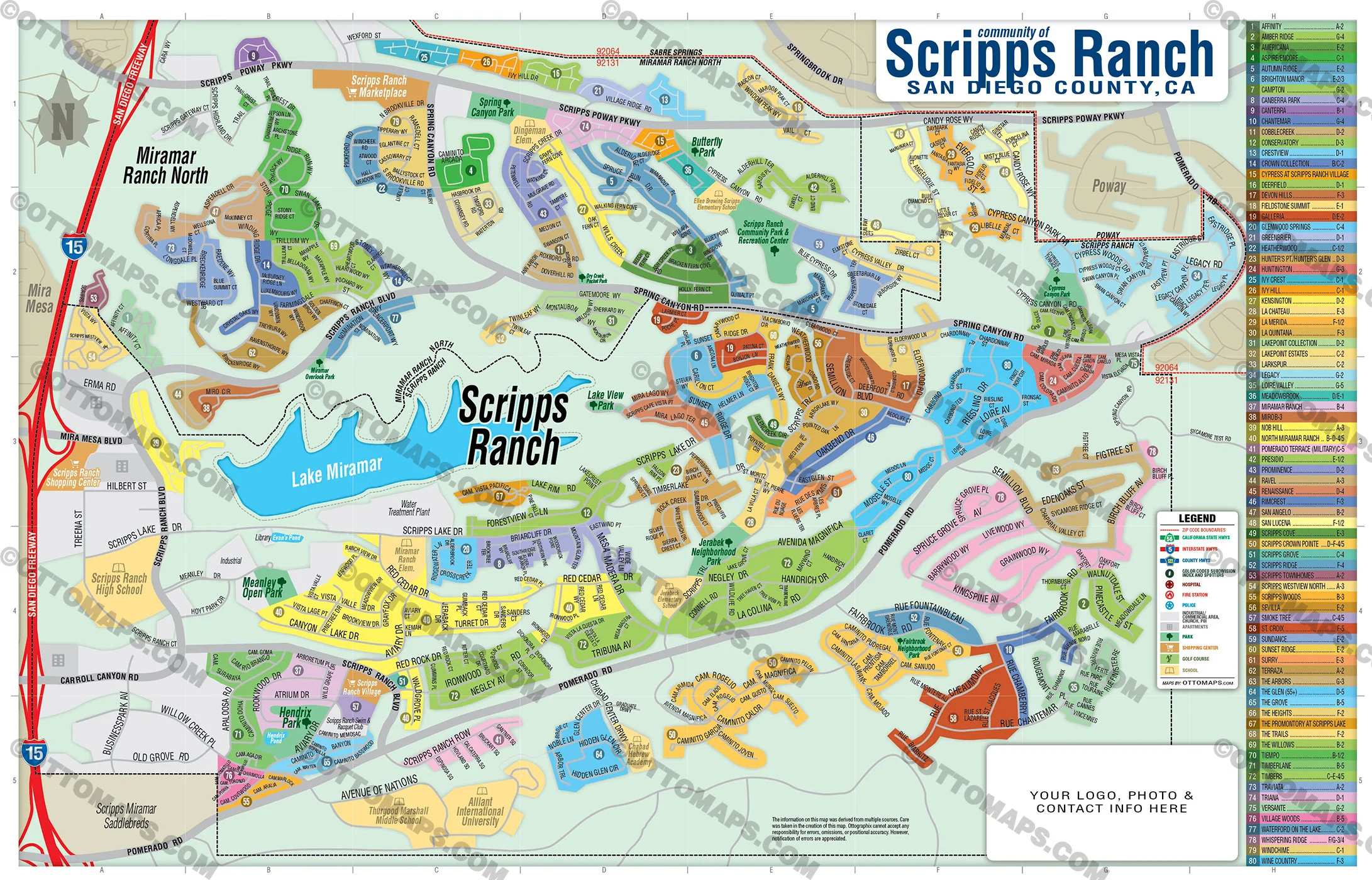 Scripps Ranch Map, San Diego County, CA - FILES - PDF and AI, editable, vector, royalty free - Image 3