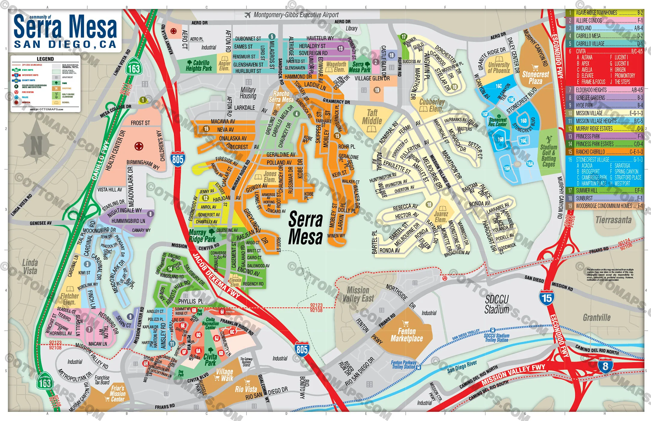 Serra Mesa Map, San Diego, CA - FILES - PDF and AI, editable, vector, royalty free - Image 2