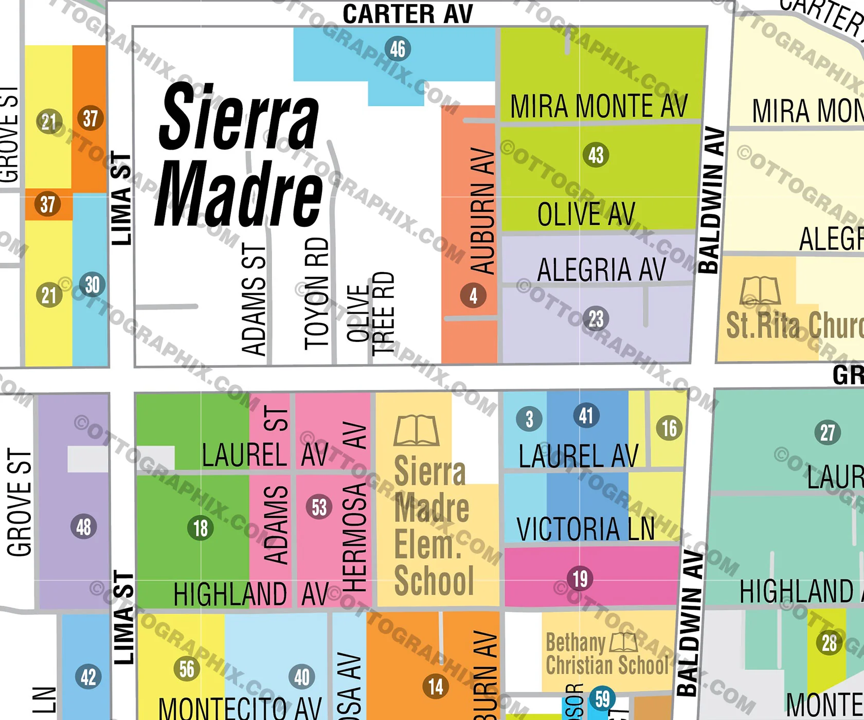 Sierra Madre Map, Los Angeles County, CA - FILES - PDF and AI, editable, vector, royalty free - Image 2