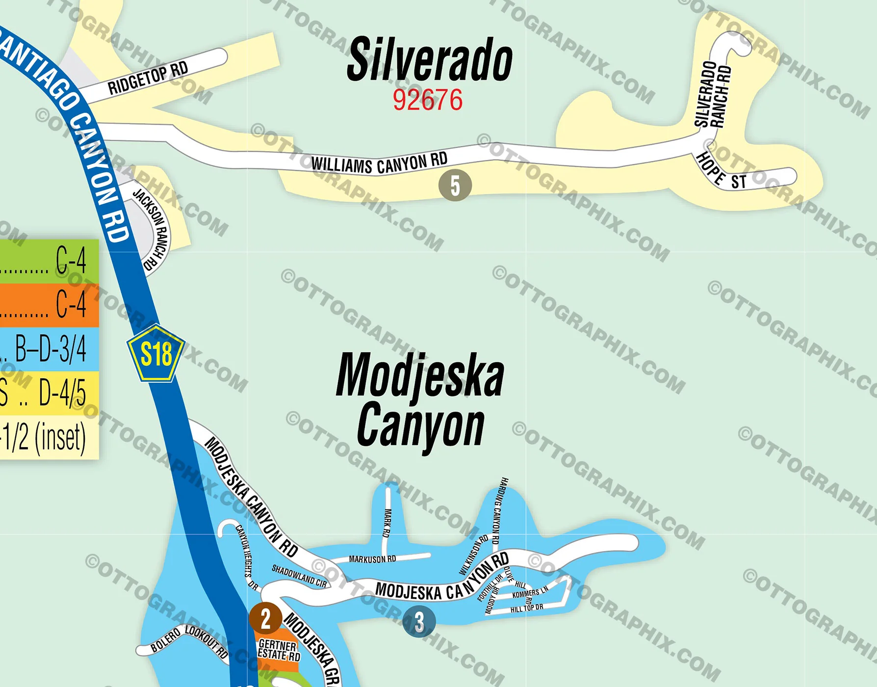 Silverado Canyon Map, Orange County, CA - FILES - PDF and AI, editable, vector, royalty free - Image 2