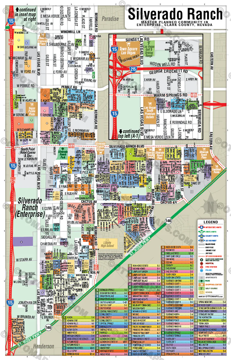 Silverado Ranch - Enterprise Map, Clark County, NV - POSTER PRINTS - Image 3