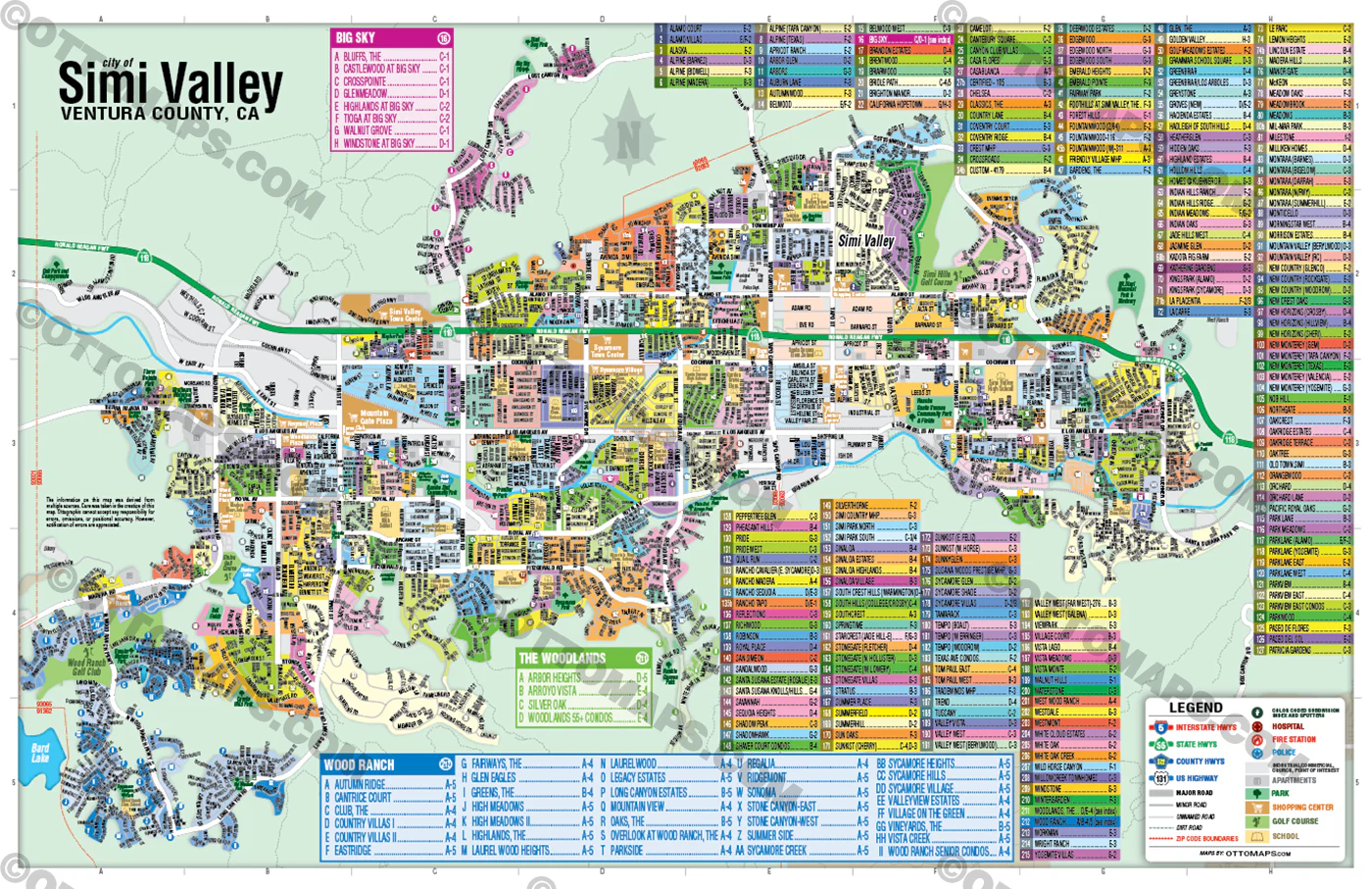 Simi Valley Map, Ventura County, CA - FILES - PDF and AI Files, editable, vector, royalty free - Image 3