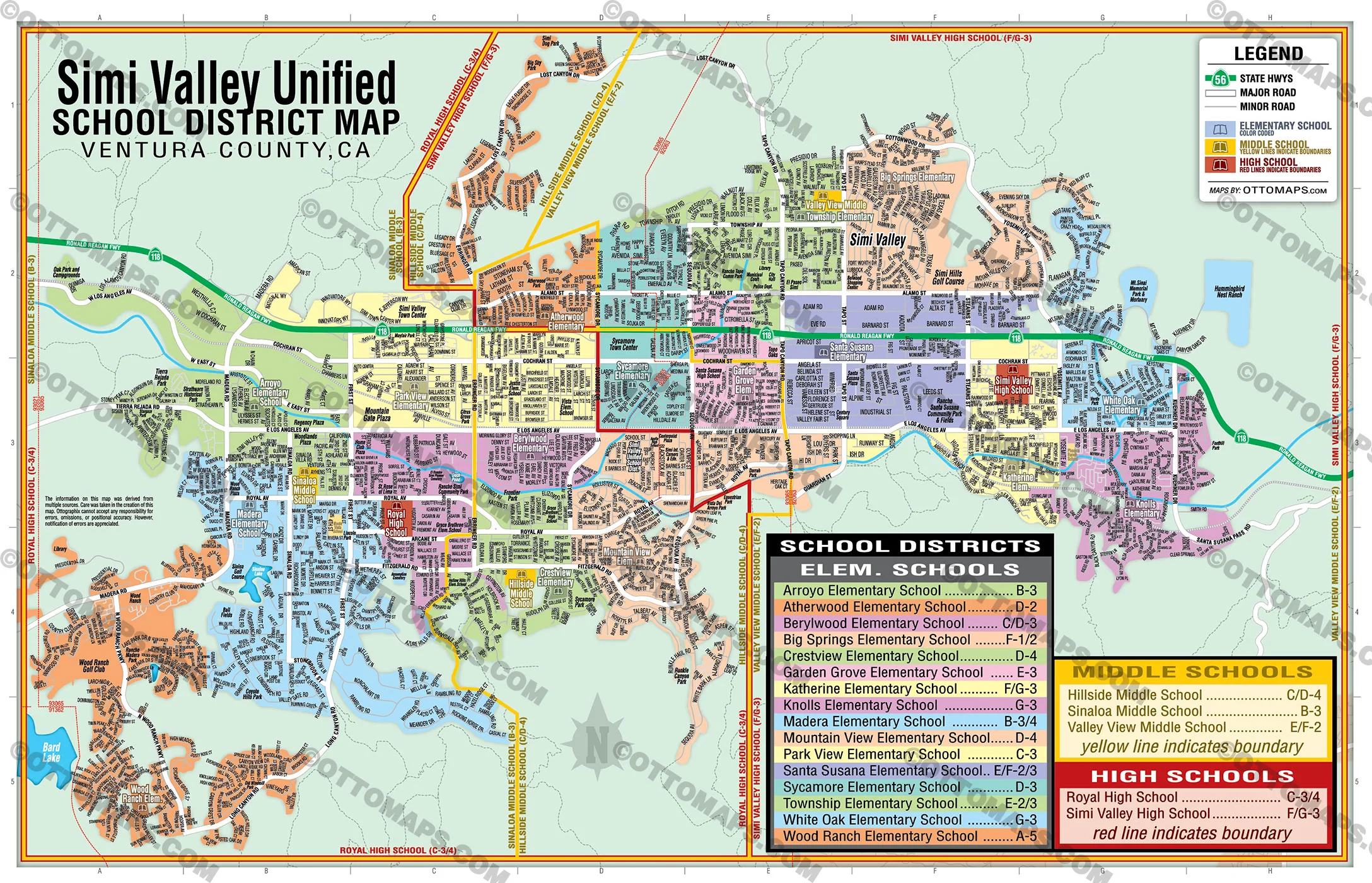 Simi Valley Unified School District Map - Ventura County, CA - FILES - PDF and AI, editable, vector, royalty free - Image 3