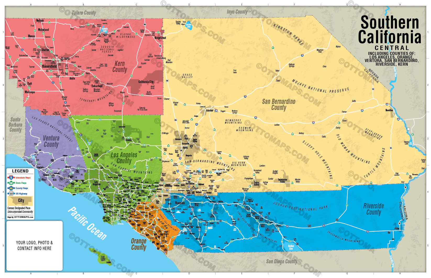 Southern California Map, Central - FILES - PDF and AI Files, editable, vector, royalty free - Image 3