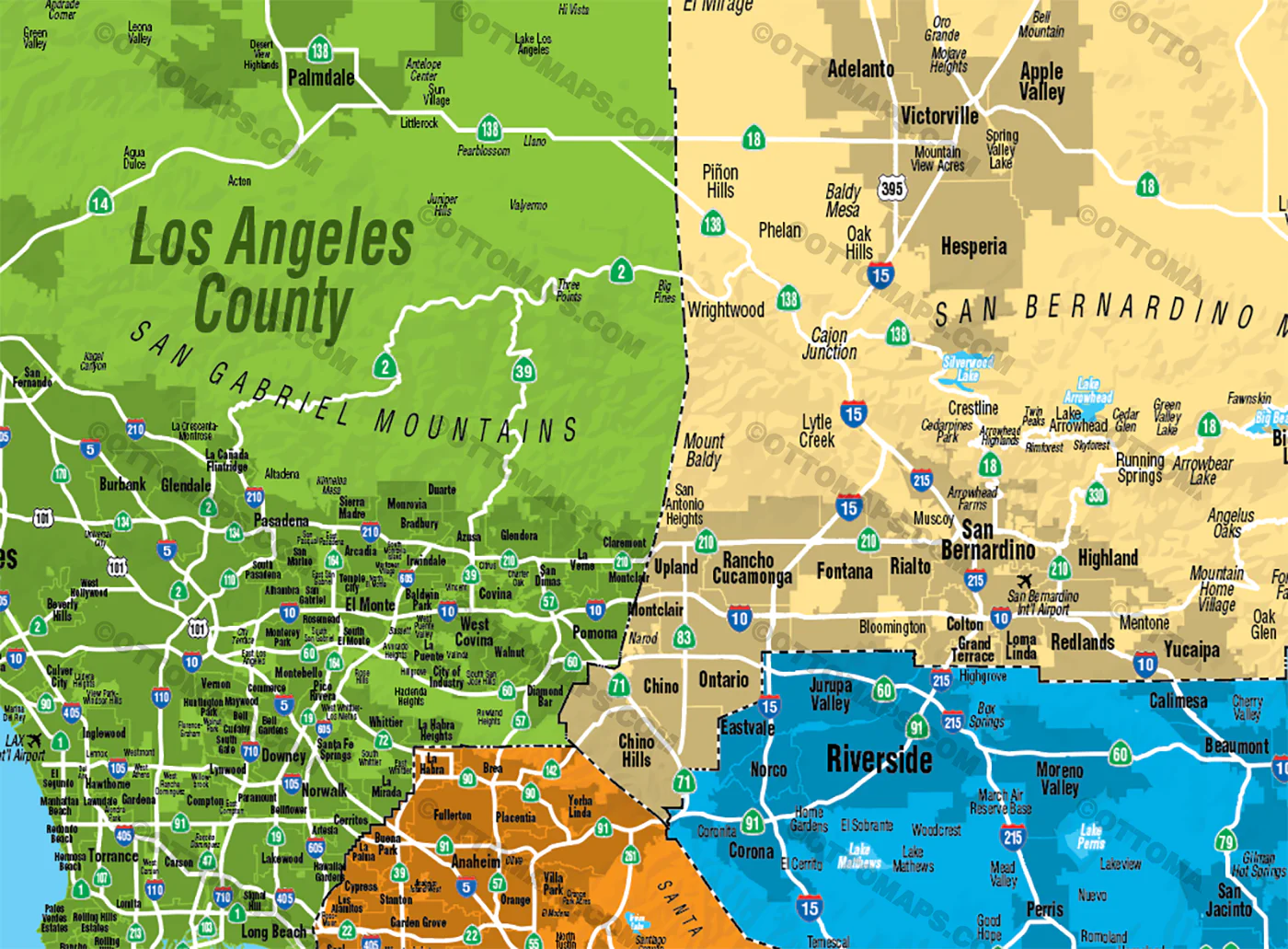 Southern California Map, Central - POSTER PRINTS - Image 3