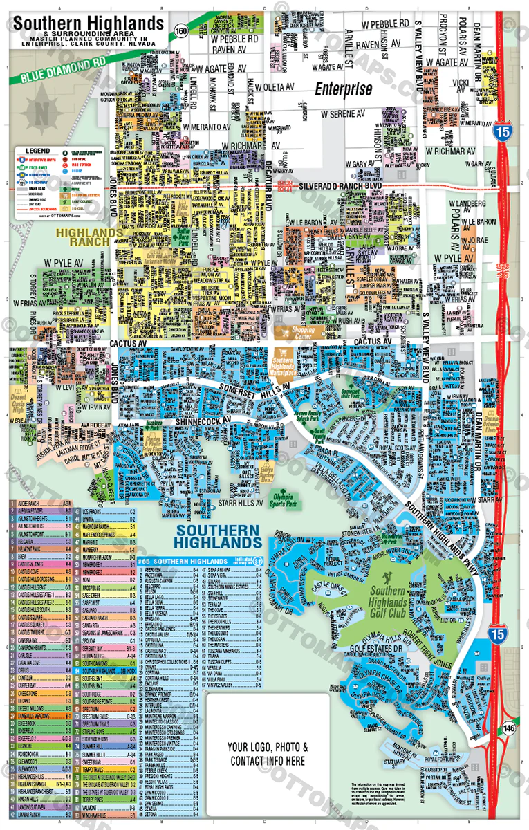 Southern Highlands - Enterprise Map, Clark County, NV - FILES - PDF and Adobe Illustrator