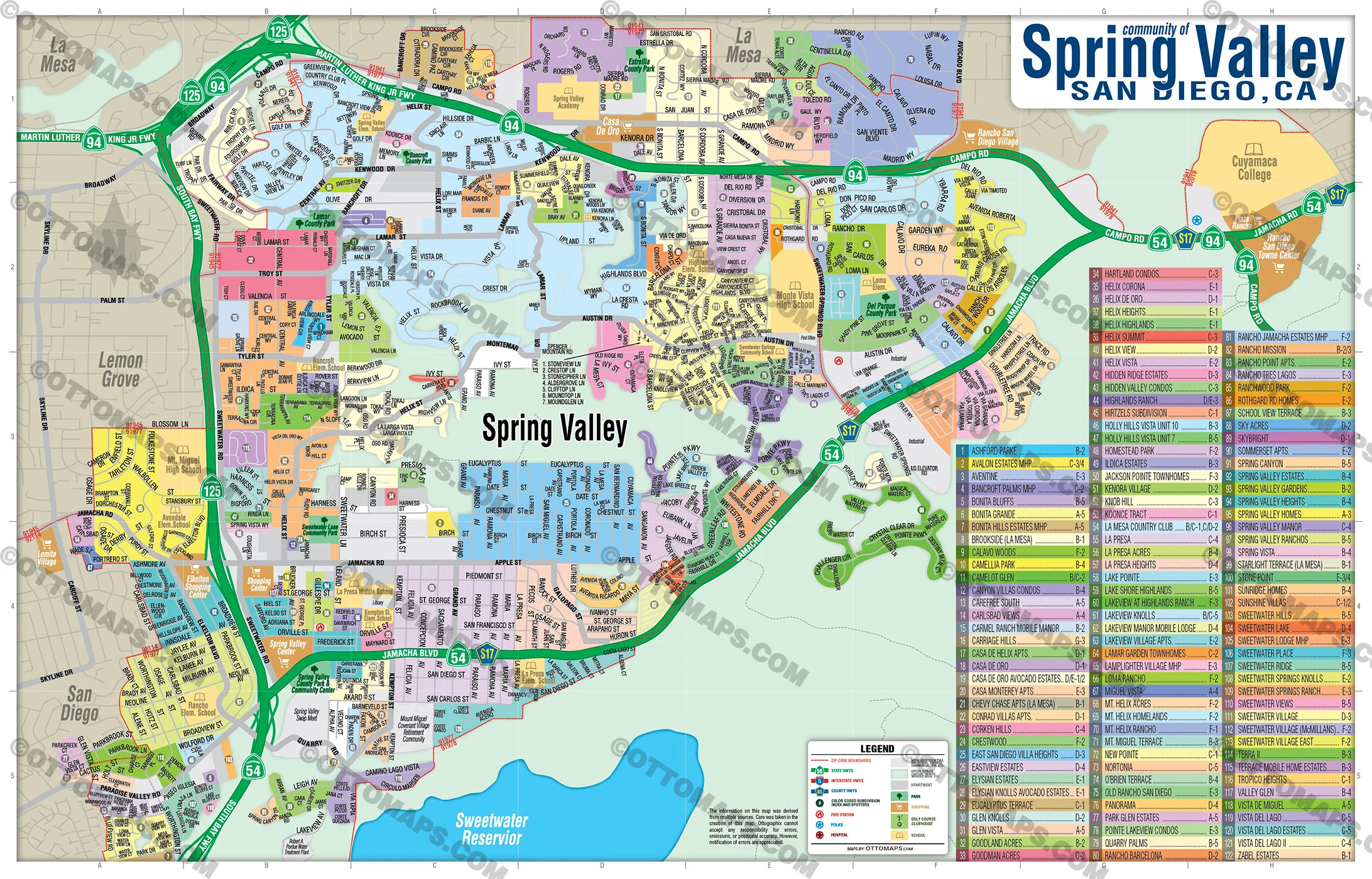 Spring Valley Map, San Diego County, CA - FILES - PDF and AI, editable, vector, royalty free - Image 3