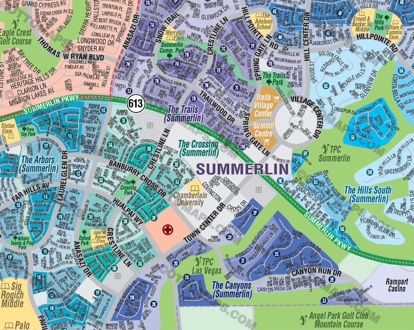 Summerlin Map, Las Vegas, NV - FILES - PDF and AI, editable, vector, royalty free - Image 2