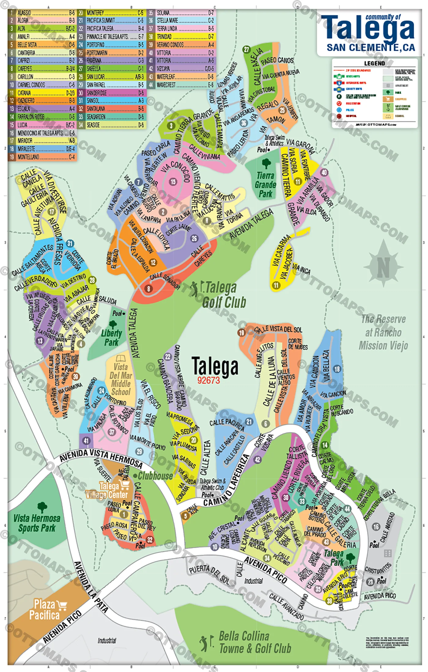 Talega Map, San Clemente, CA - FILES - PDF and AI, editable, vector, royalty free