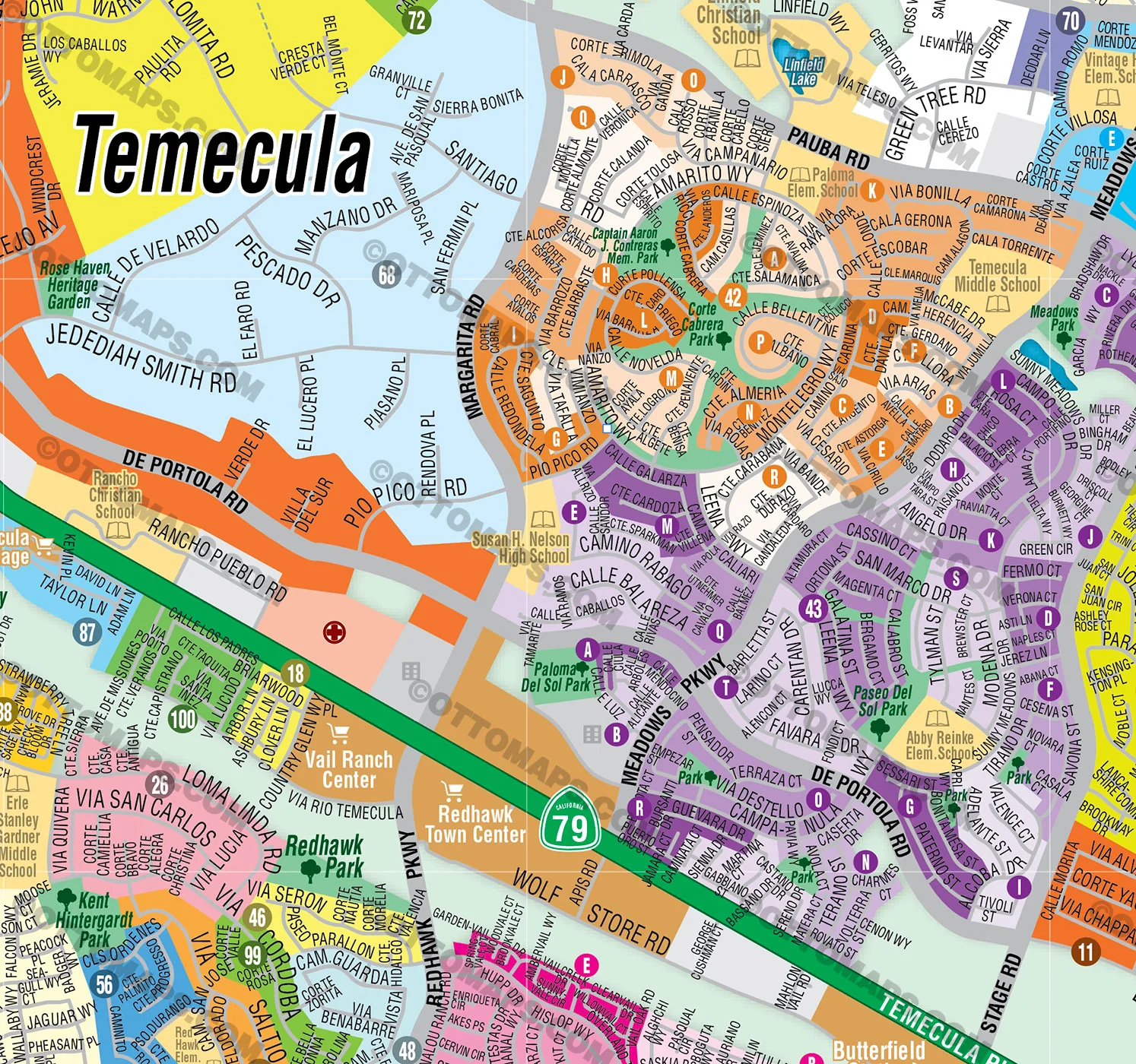Temecula Map, Riverside County, CA - FILES - PDF and AI, editable, vector, royalty free - Image 2