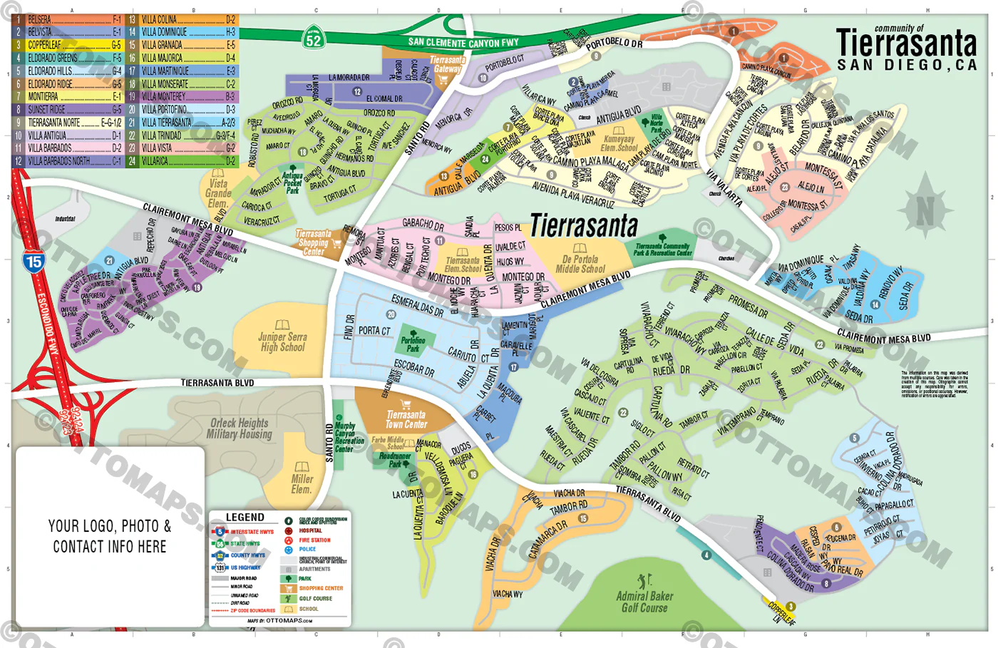 Tierrasanta Map, San Diego County, CA - FILES - PDF and AI, editable, vector, royalty free - Image 3
