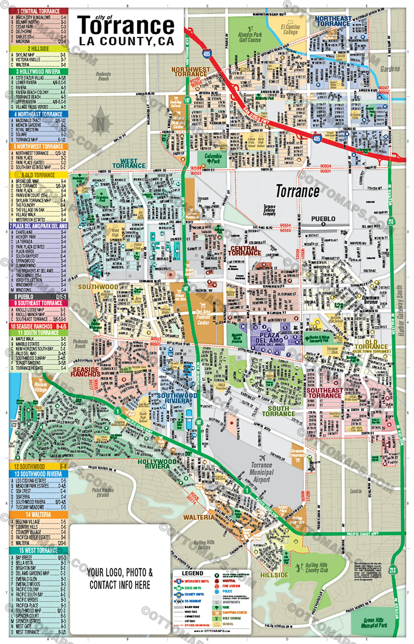 Torrance Map, LA County, CA - FILES - PDF and AI, editable, vector, royalty free - Image 3