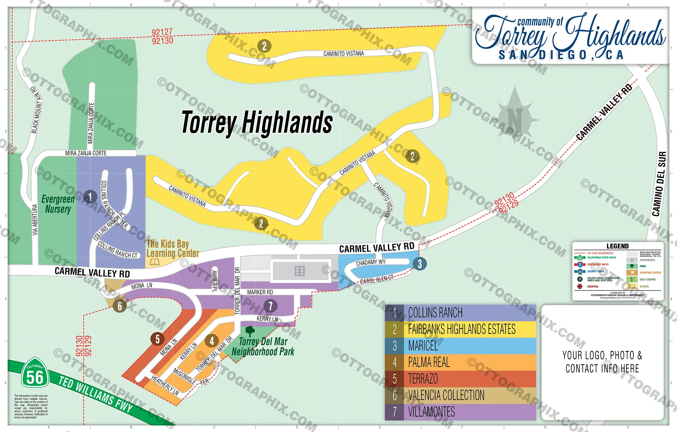 Torrey Highlands Map, San Diego County, CA - FILES - PDF and AI, editable, vector, royalty free