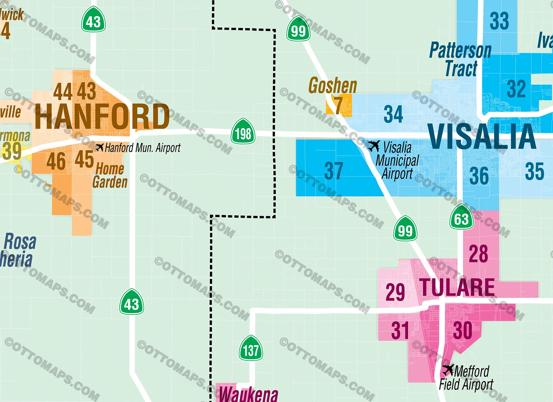Tulare and Kings Counties MLS Area Map - California - FILES - PDF and AI, editable, vector, royalty free - Image 2