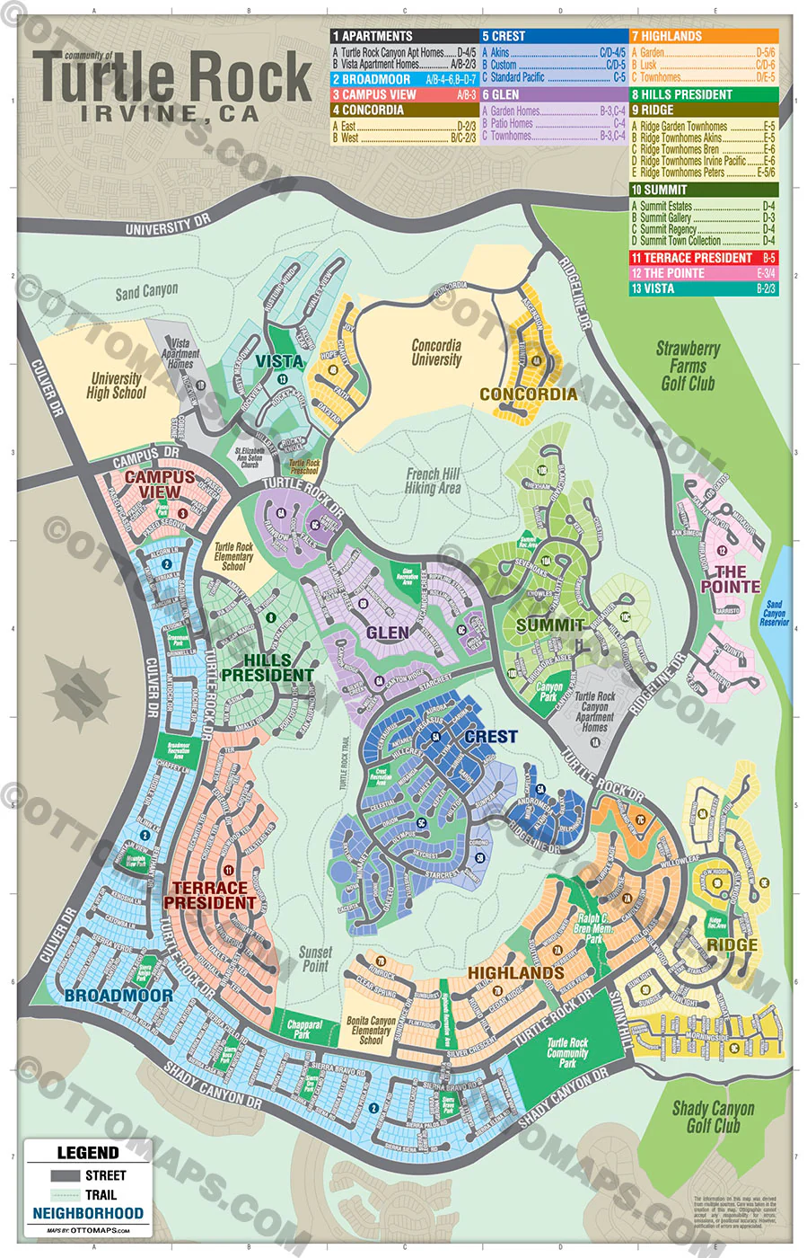 Turtle Rock Map, Irvine, CA - FILES - PDF and AI, editable, vector, royalty free - Image 2