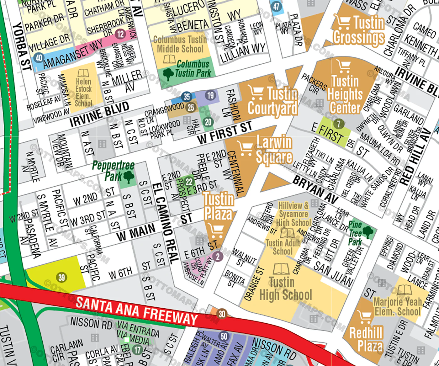 Tustin Map, Orange County, CA - FILES - PDF and AI, editable, vector, royalty free - Image 2