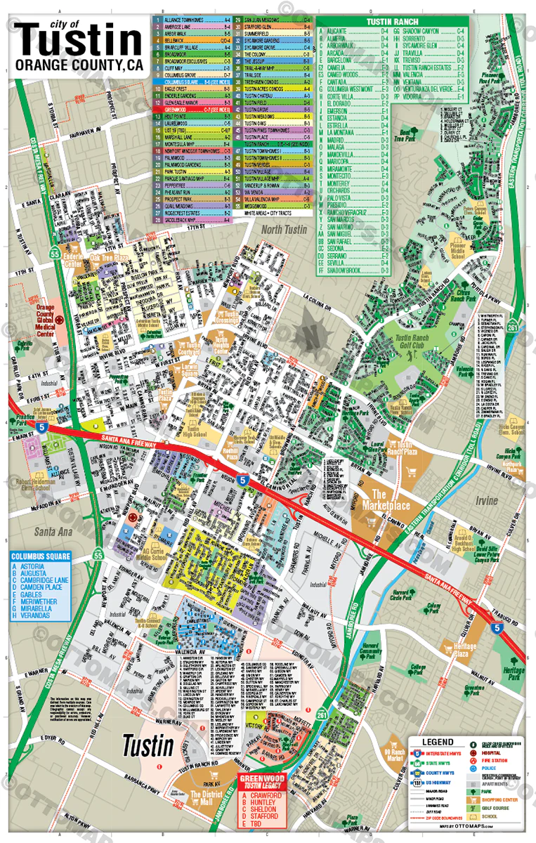 Tustin Map, Orange County, CA - FILES - PDF and AI, editable, vector, royalty free - Image 3