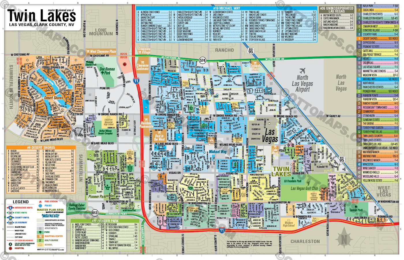 Twin Lakes, Las Vegas, NV - FILES - PDF and AI, editable, vector, royalty free