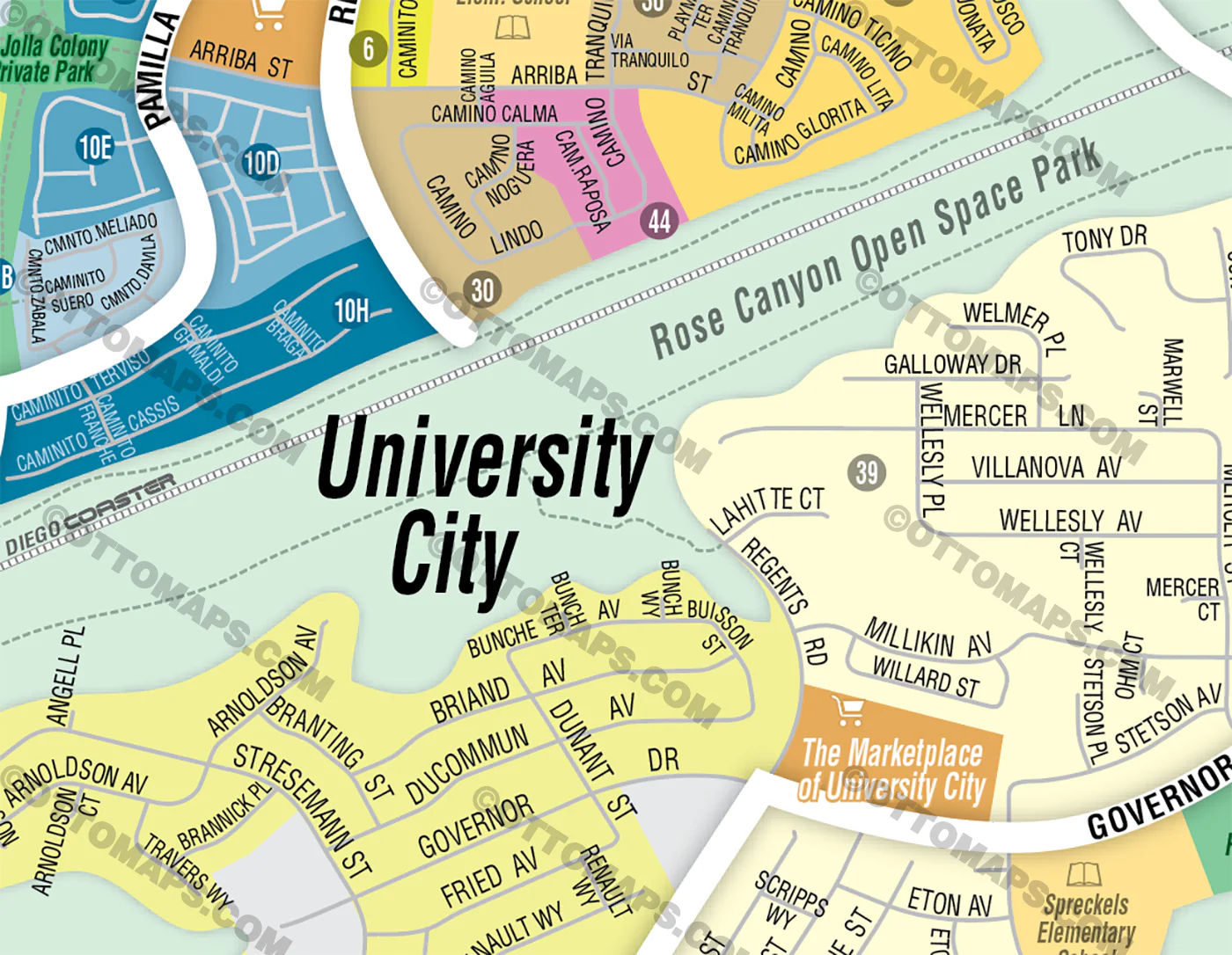 University City Map, San Diego County, CA - FILES - PDF and AI, editable, vector, royalty free - Image 2
