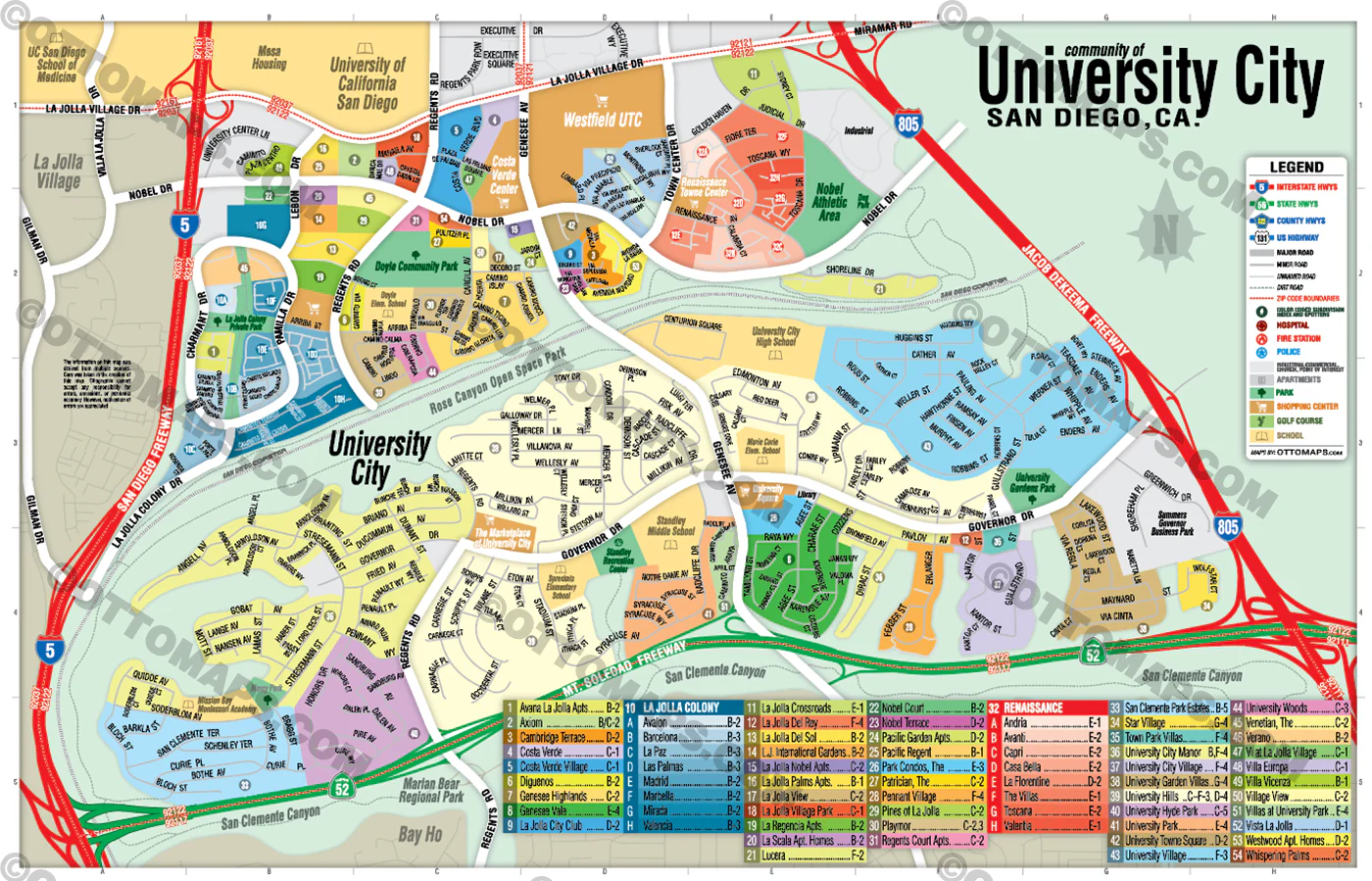 University City Map, San Diego County, CA - FILES - PDF and AI, editable, vector, royalty free - Image 3