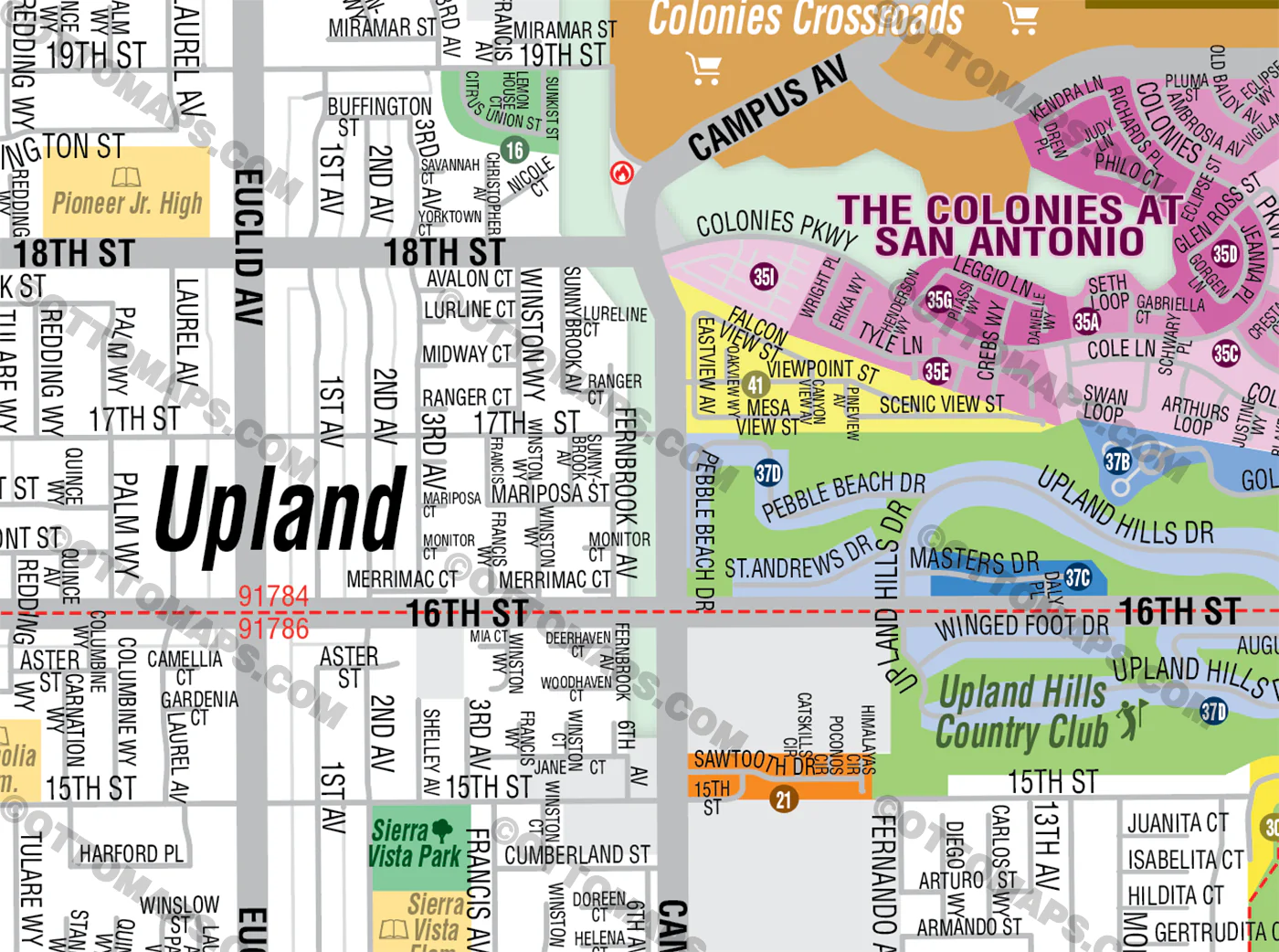 Upland Map, San Bernardino County, CA - FILES - PDF and AI, editable, vector, royalty free - Image 2
