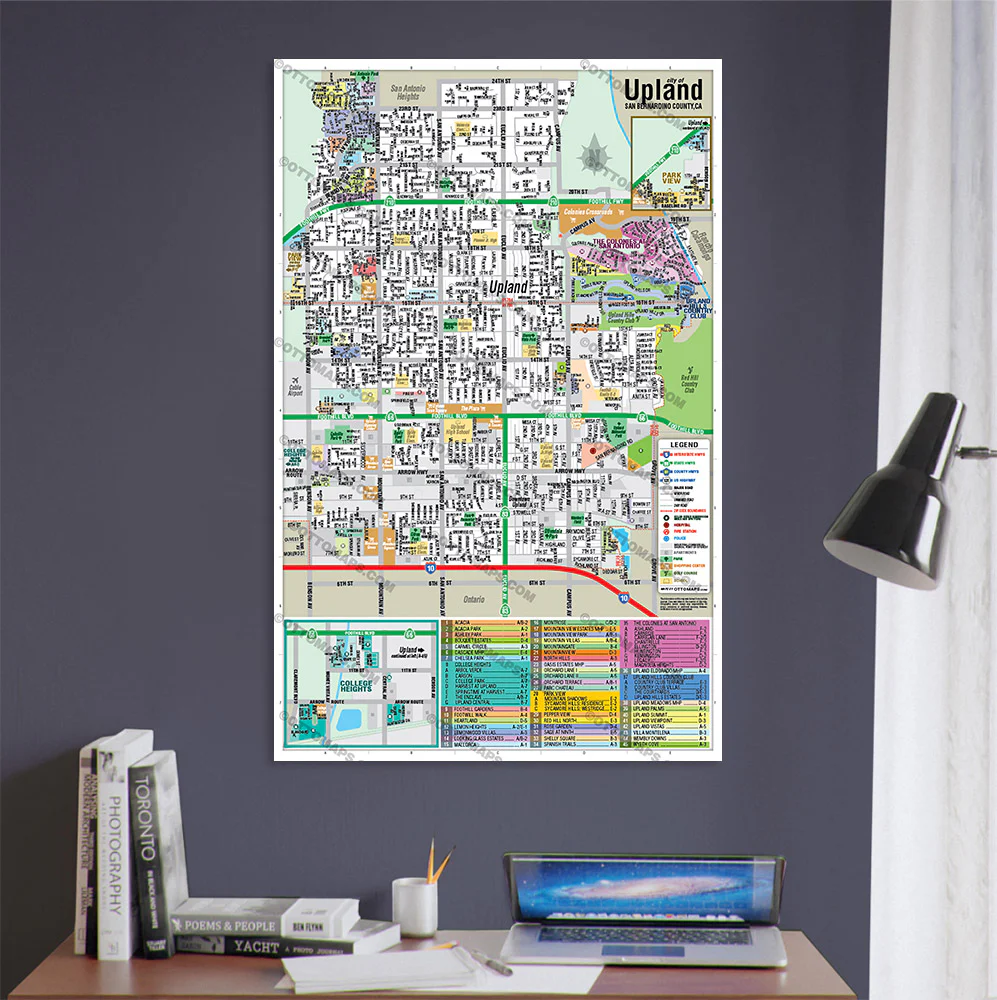 Upland Map, San Bernardino County, CA - POSTER PRINTS